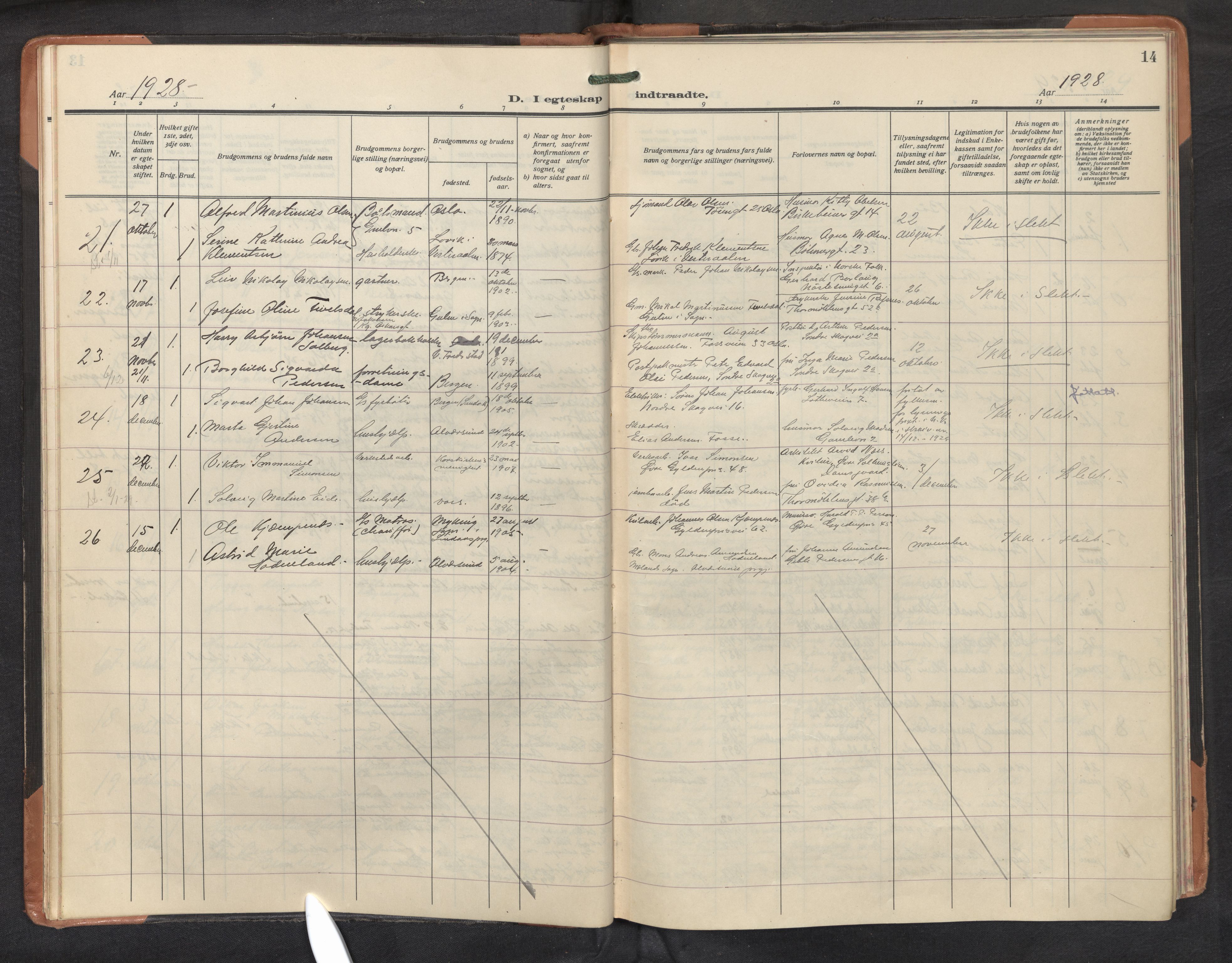 St. Markus sokneprestembete, AV/SAB-A-99935: Parish register (official) no. C 1, 1924-1947, p. 13b-14a