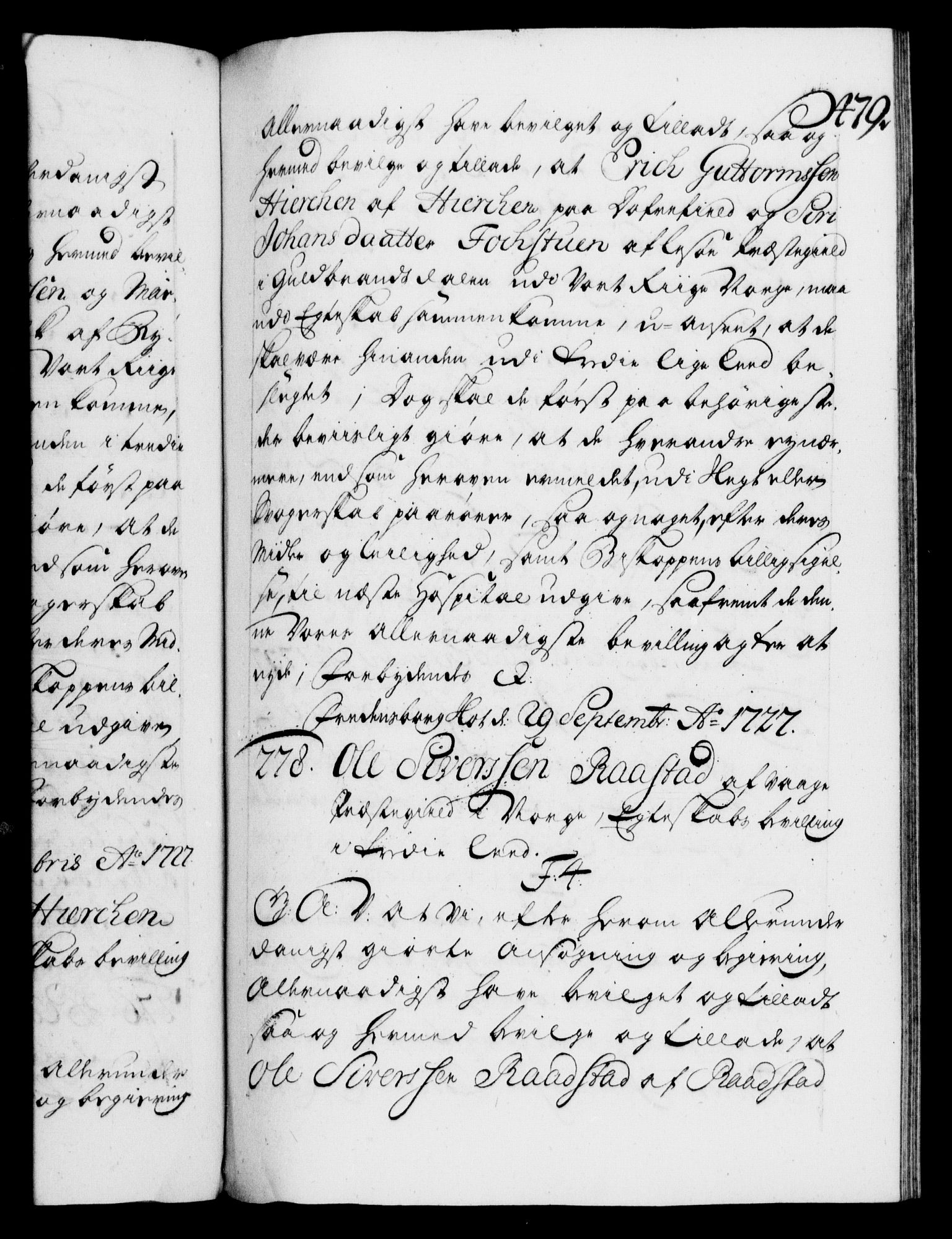 Danske Kanselli 1572-1799, AV/RA-EA-3023/F/Fc/Fca/Fcaa/L0025: Norske registre, 1726-1728, p. 479a