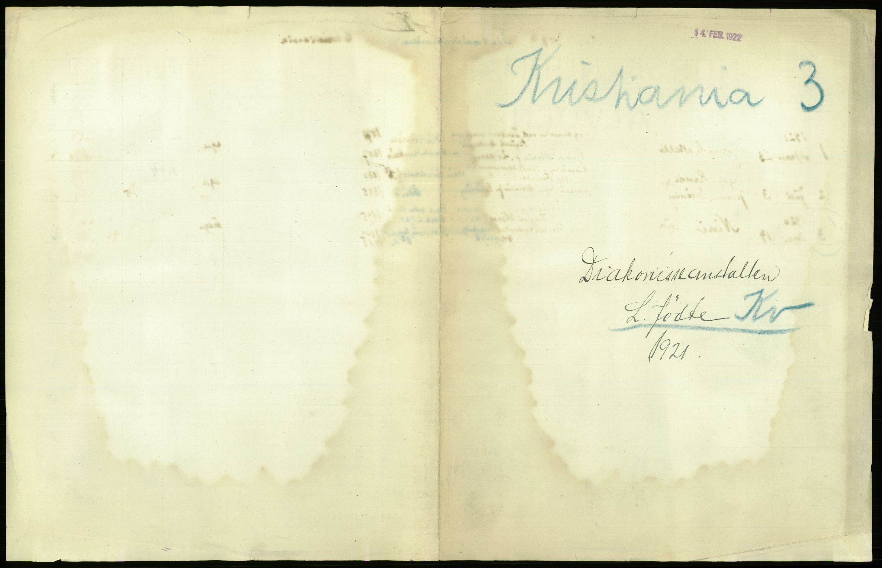 Statistisk sentralbyrå, Sosiodemografiske emner, Befolkning, AV/RA-S-2228/D/Df/Dfc/Dfca/L0010: Kristiania: Levendefødte menn og kvinner., 1921, p. 509