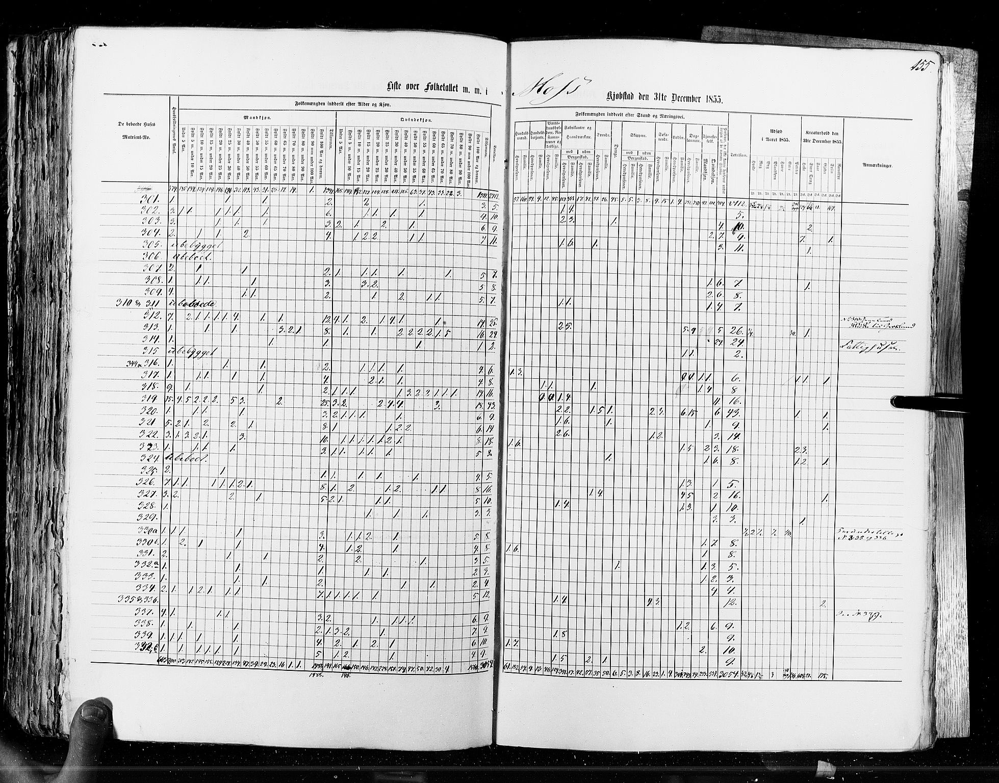 RA, Census 1855, vol. 7: Fredrikshald-Kragerø, 1855, p. 155