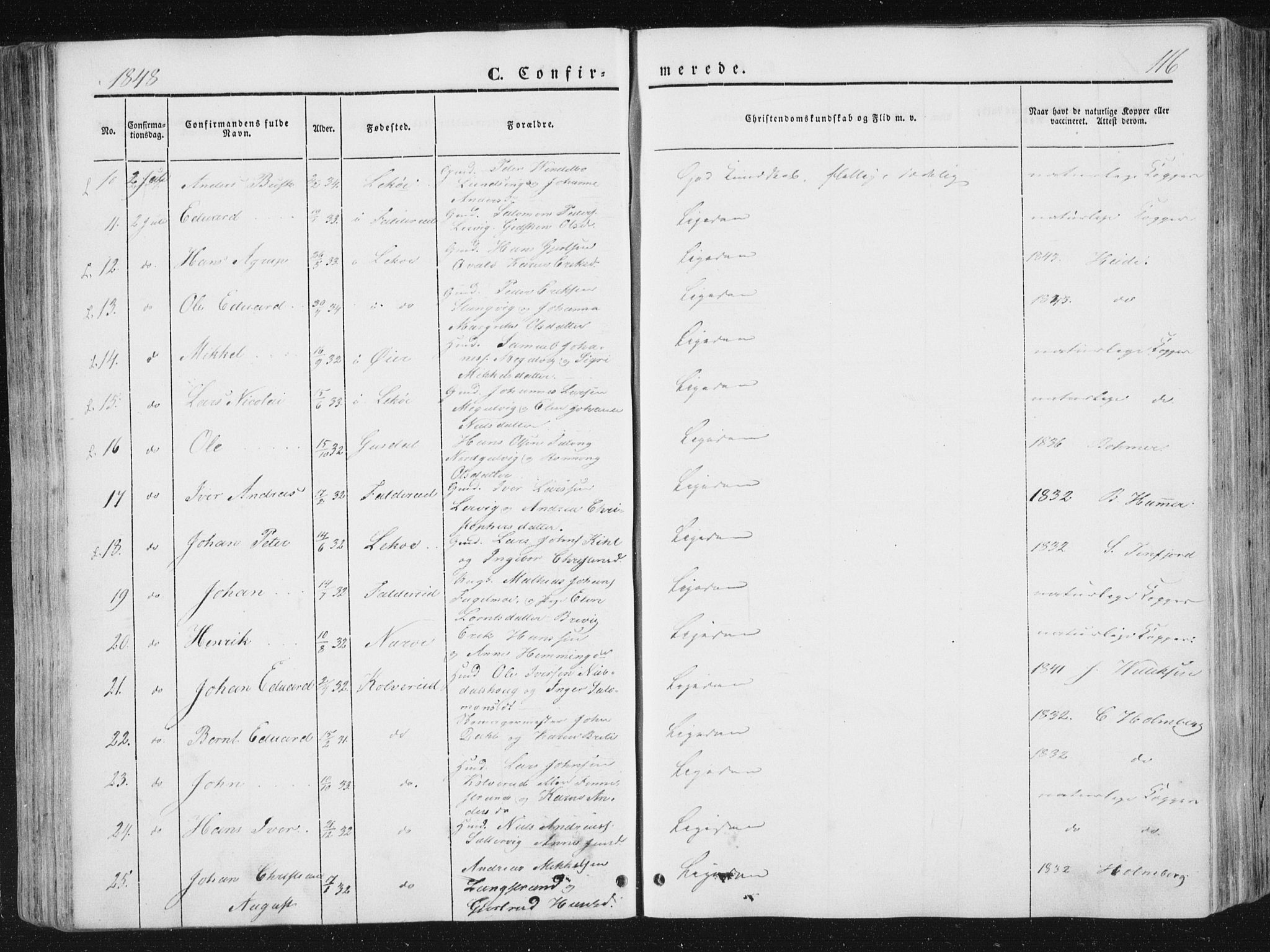 Ministerialprotokoller, klokkerbøker og fødselsregistre - Nord-Trøndelag, AV/SAT-A-1458/780/L0640: Parish register (official) no. 780A05, 1845-1856, p. 116