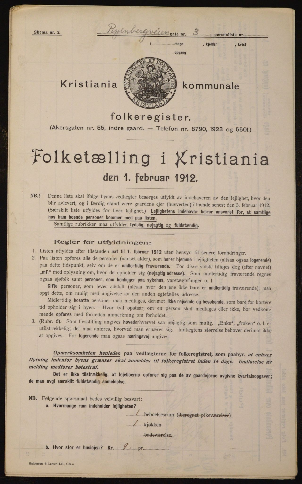 OBA, Municipal Census 1912 for Kristiania, 1912, p. 85845
