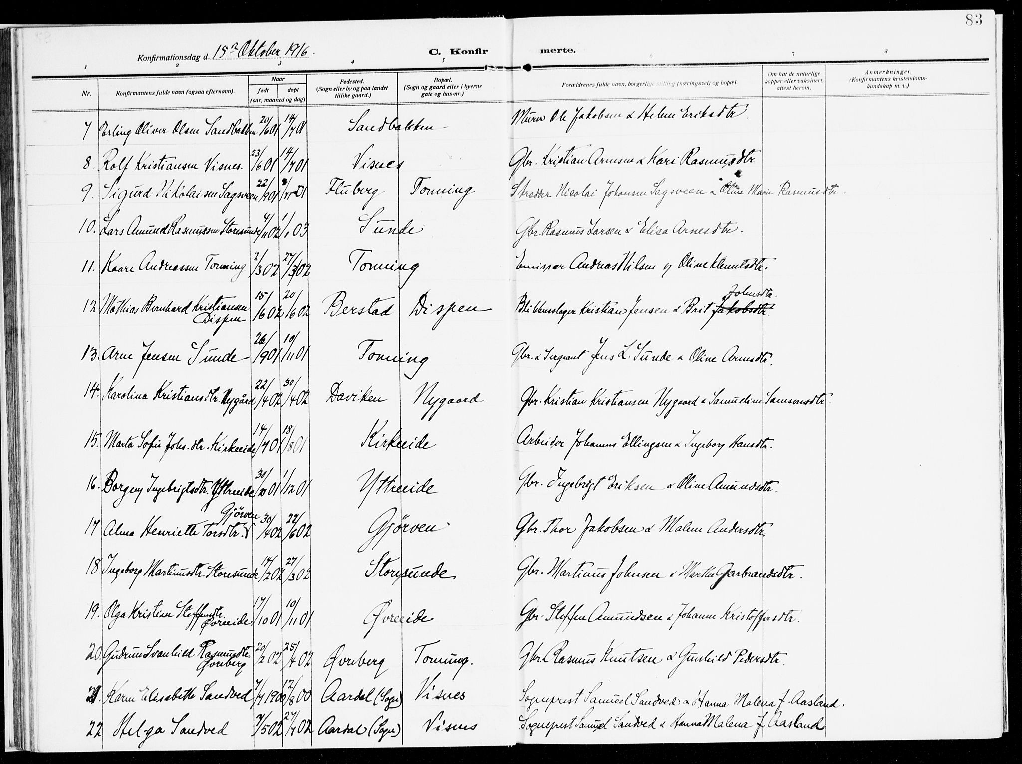 Stryn Sokneprestembete, AV/SAB-A-82501: Parish register (official) no. B 2, 1908-1936, p. 83