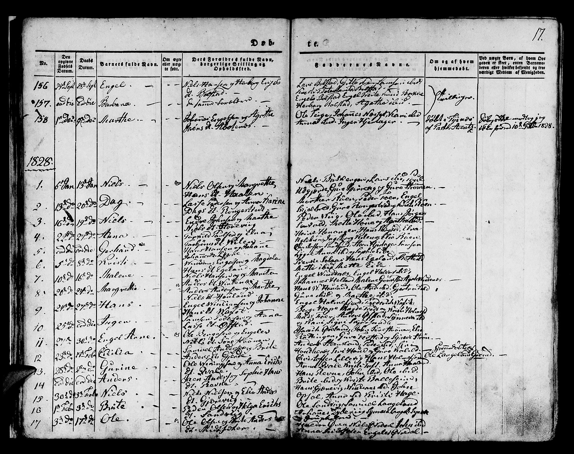 Os sokneprestembete, SAB/A-99929: Parish register (official) no. A 14, 1826-1839, p. 17
