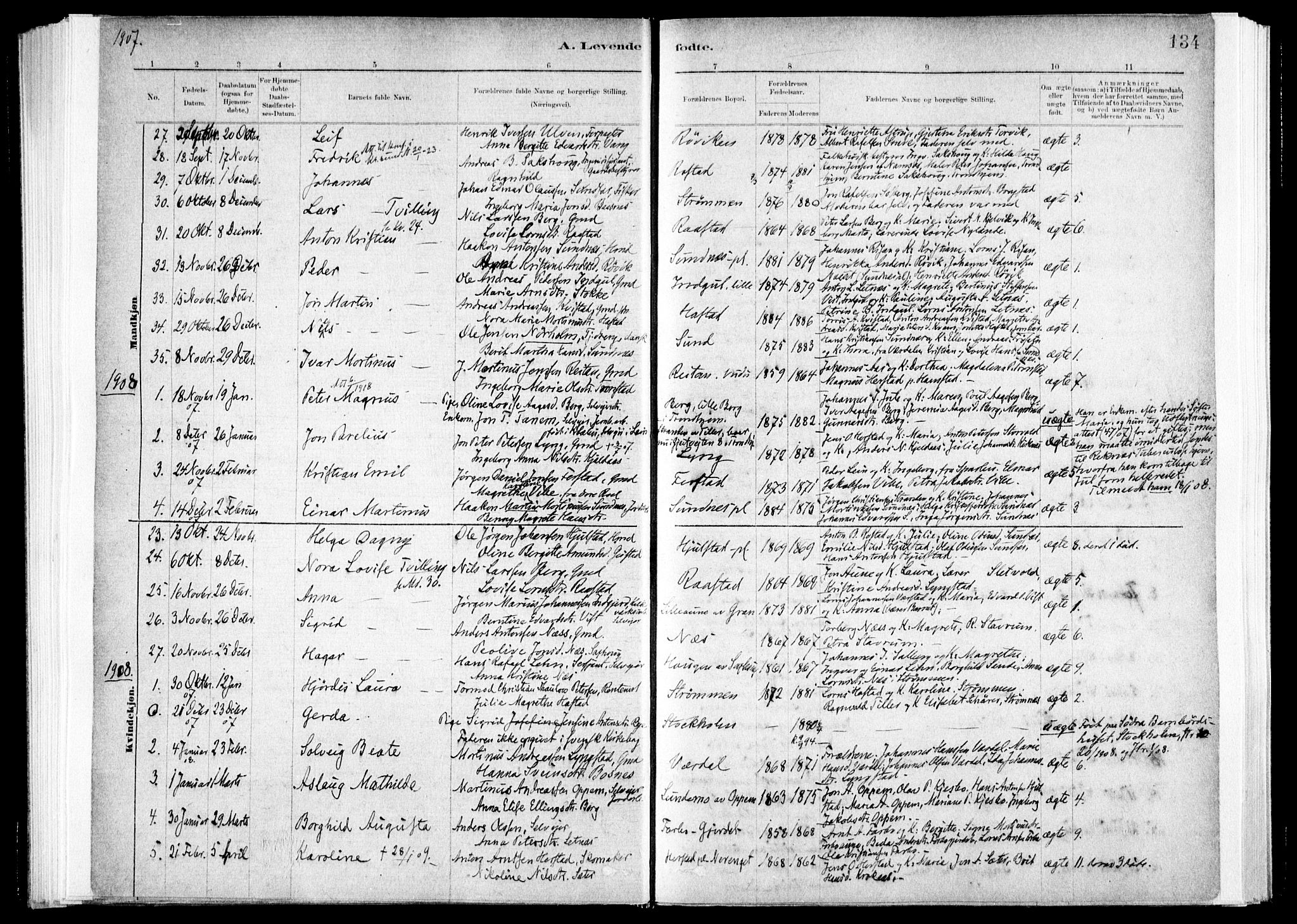 Ministerialprotokoller, klokkerbøker og fødselsregistre - Nord-Trøndelag, SAT/A-1458/730/L0285: Parish register (official) no. 730A10, 1879-1914, p. 134