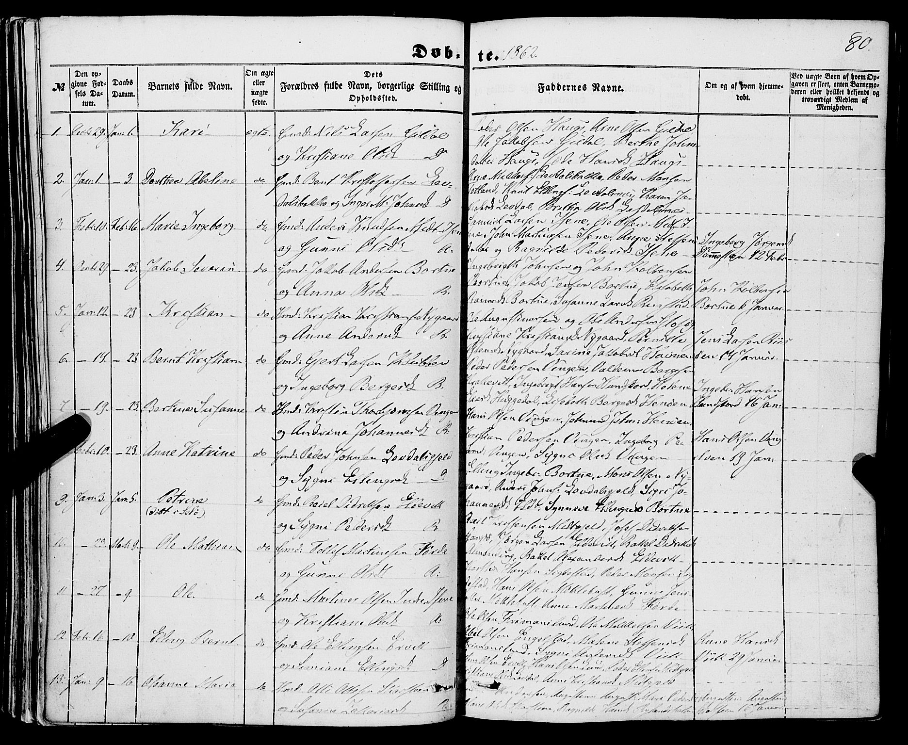 Davik sokneprestembete, AV/SAB-A-79701/H/Haa/Haaa/L0005: Parish register (official) no. A 5, 1850-1866, p. 80