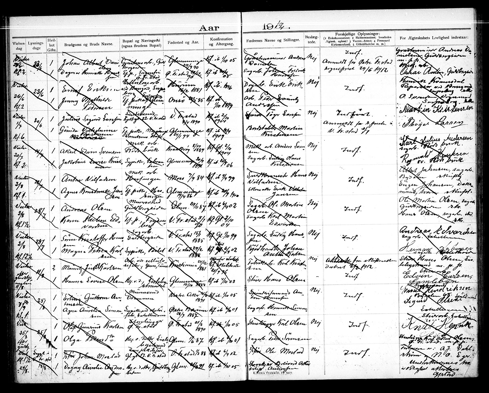 Glemmen prestekontor Kirkebøker, AV/SAO-A-10908/H/Ha/L0001: Banns register no. 1, 1909-1931