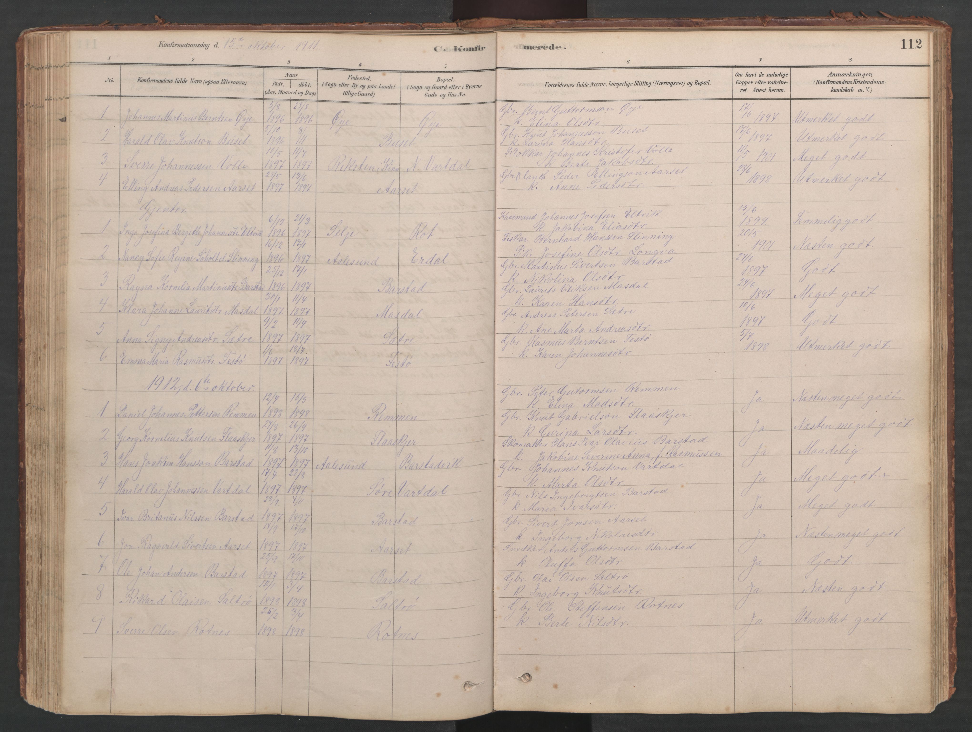 Ministerialprotokoller, klokkerbøker og fødselsregistre - Møre og Romsdal, SAT/A-1454/514/L0201: Parish register (copy) no. 514C01, 1878-1919, p. 112