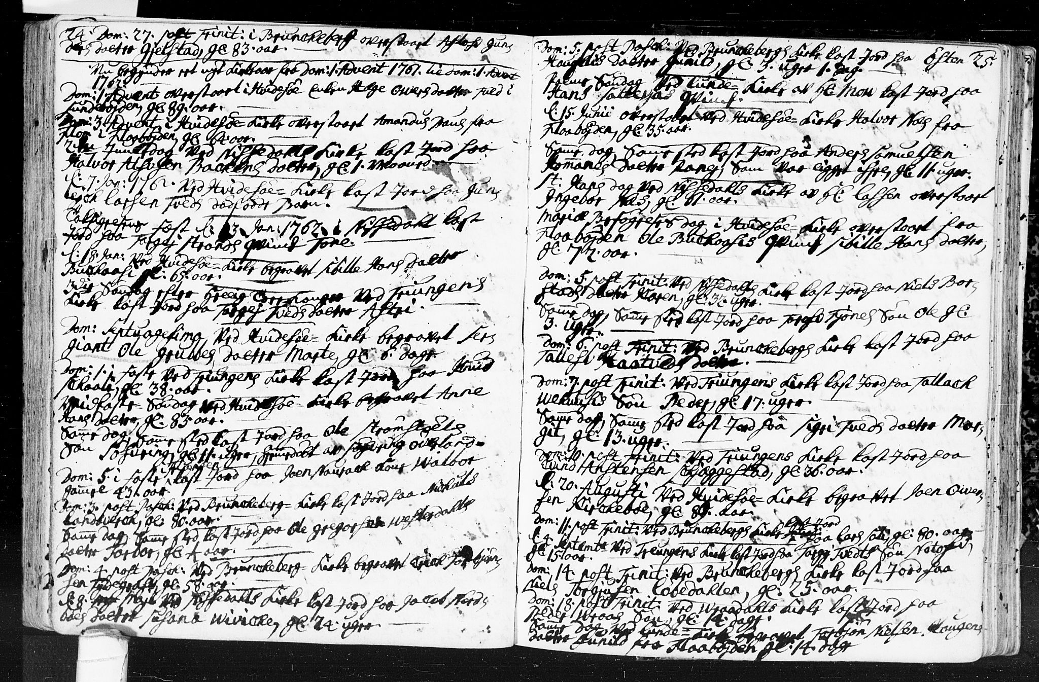 Kviteseid kirkebøker, AV/SAKO-A-276/F/Fa/L0001: Parish register (official) no. I 1, 1754-1773, p. 24-25