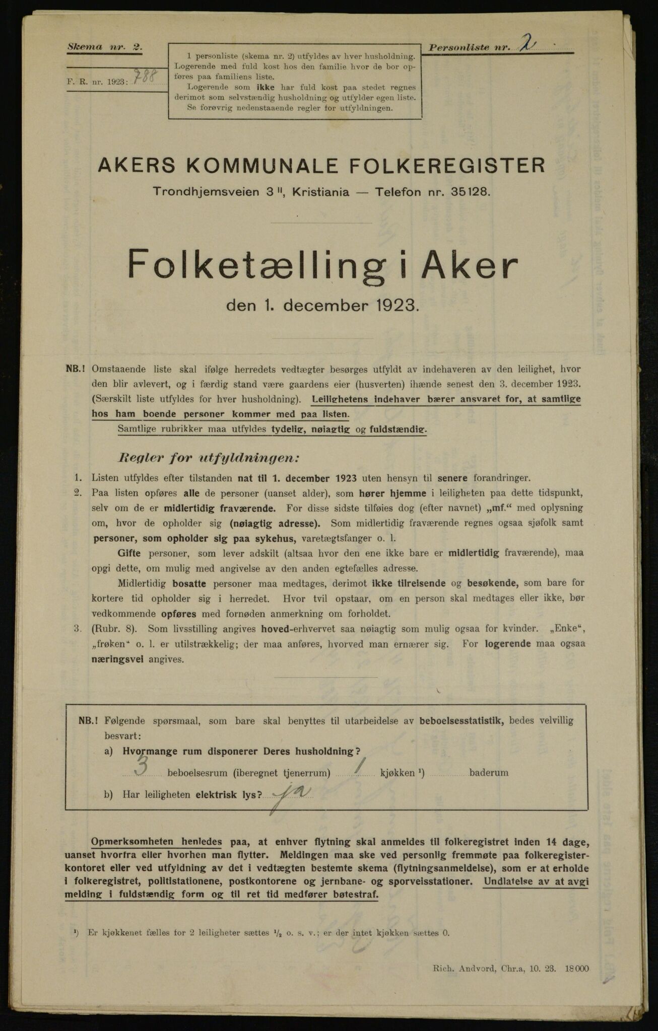 , Municipal Census 1923 for Aker, 1923, p. 41500