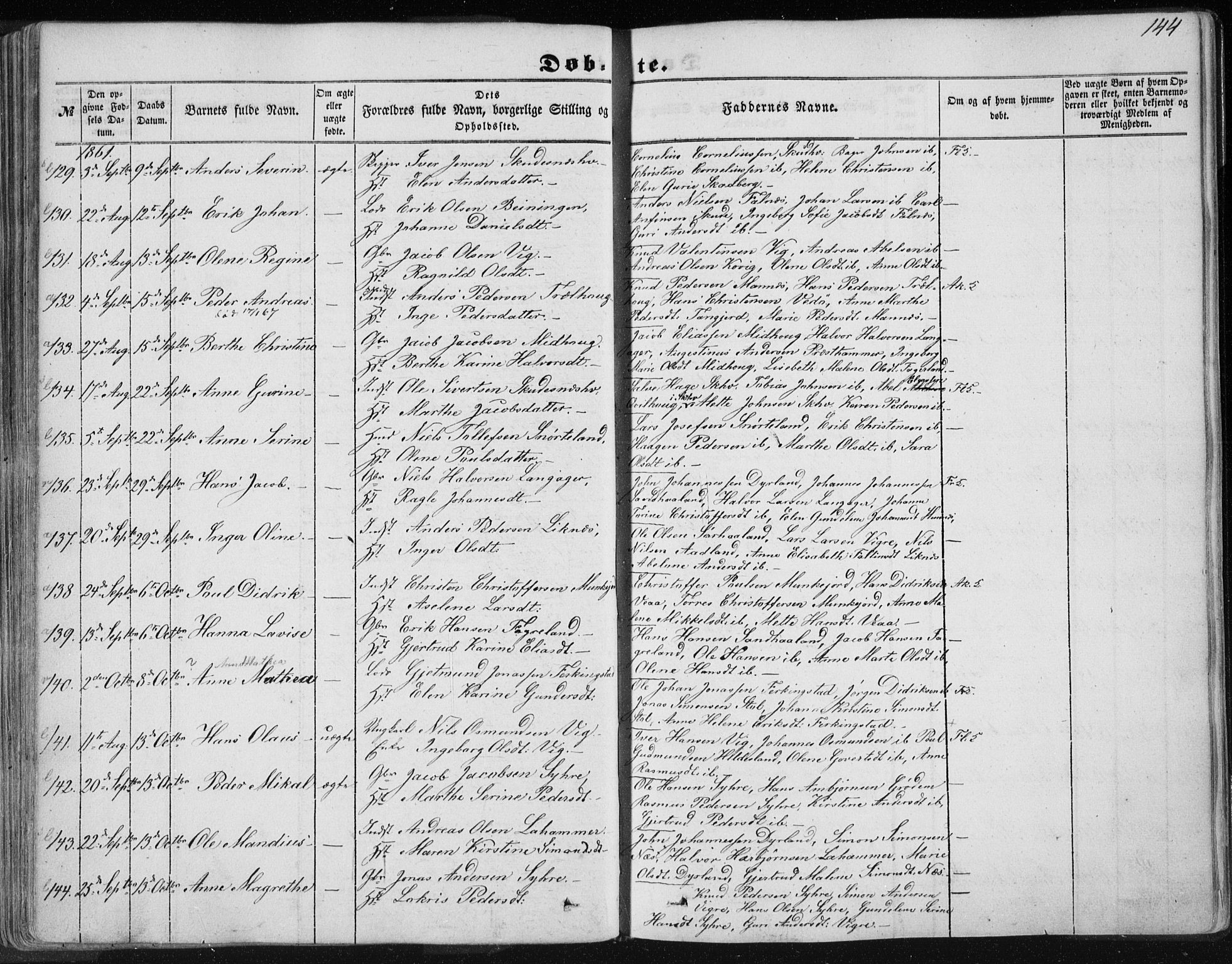 Skudenes sokneprestkontor, SAST/A -101849/H/Ha/Haa/L0004: Parish register (official) no. A 3.1, 1847-1863, p. 144