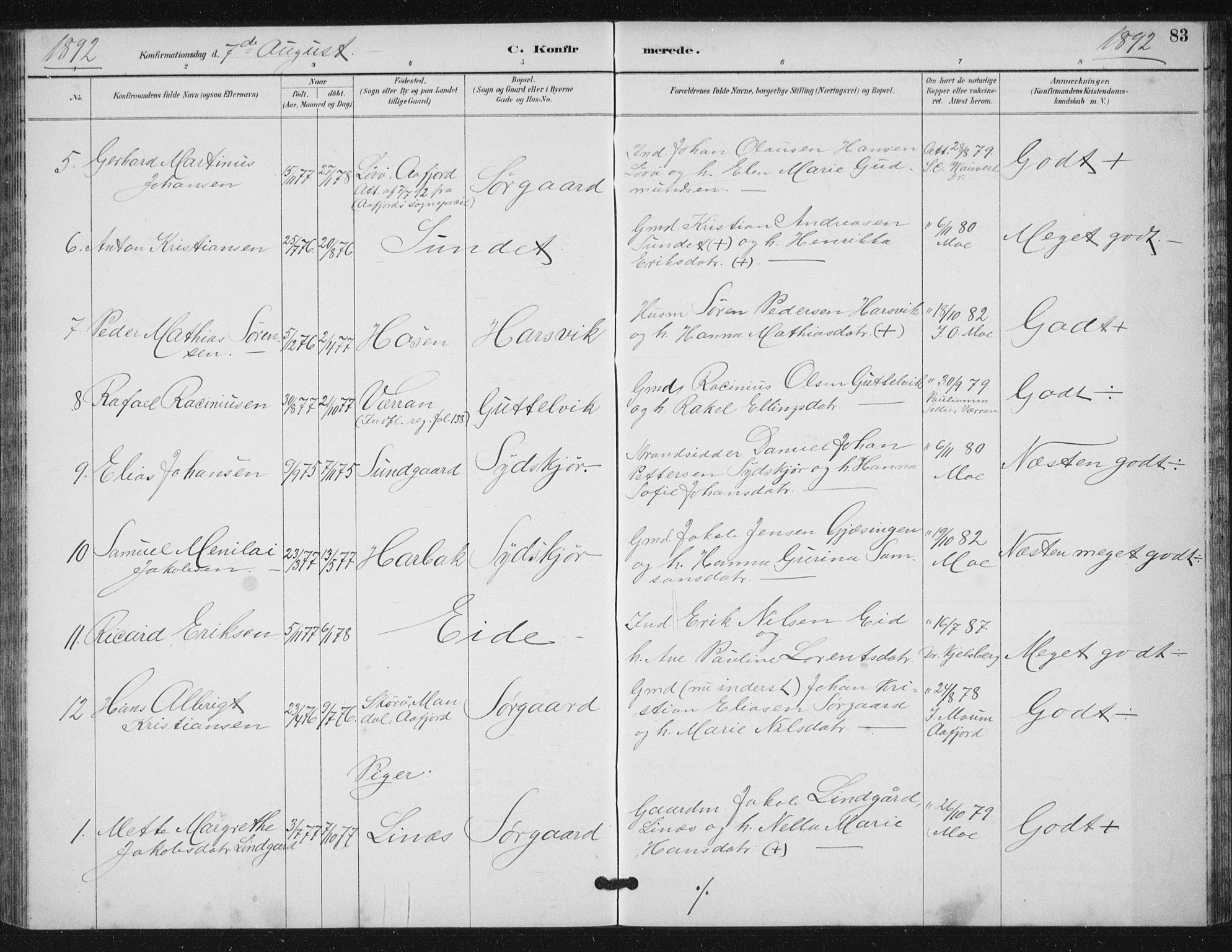 Ministerialprotokoller, klokkerbøker og fødselsregistre - Sør-Trøndelag, SAT/A-1456/656/L0698: Parish register (copy) no. 656C04, 1890-1904, p. 83