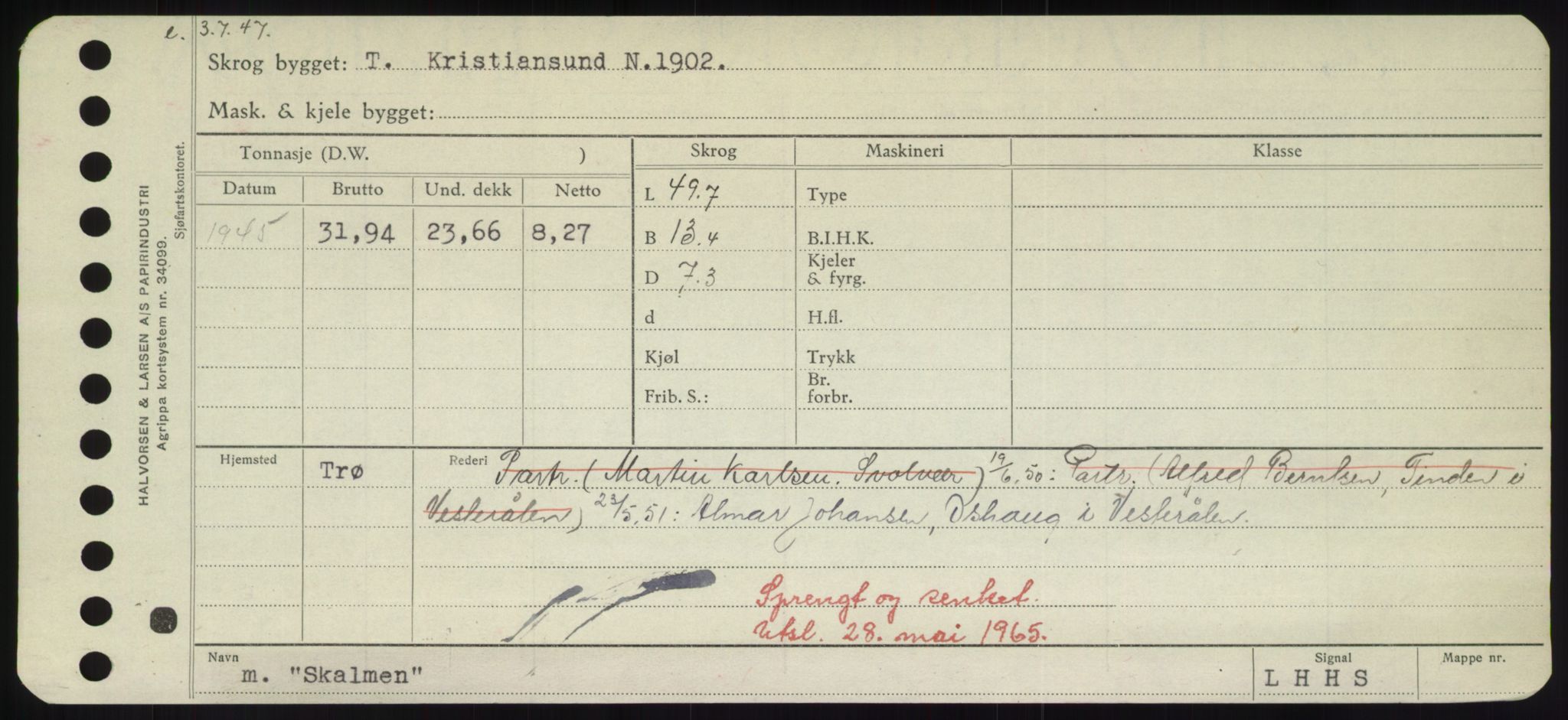 Sjøfartsdirektoratet med forløpere, Skipsmålingen, RA/S-1627/H/Hd/L0034: Fartøy, Sk-Slå, p. 41