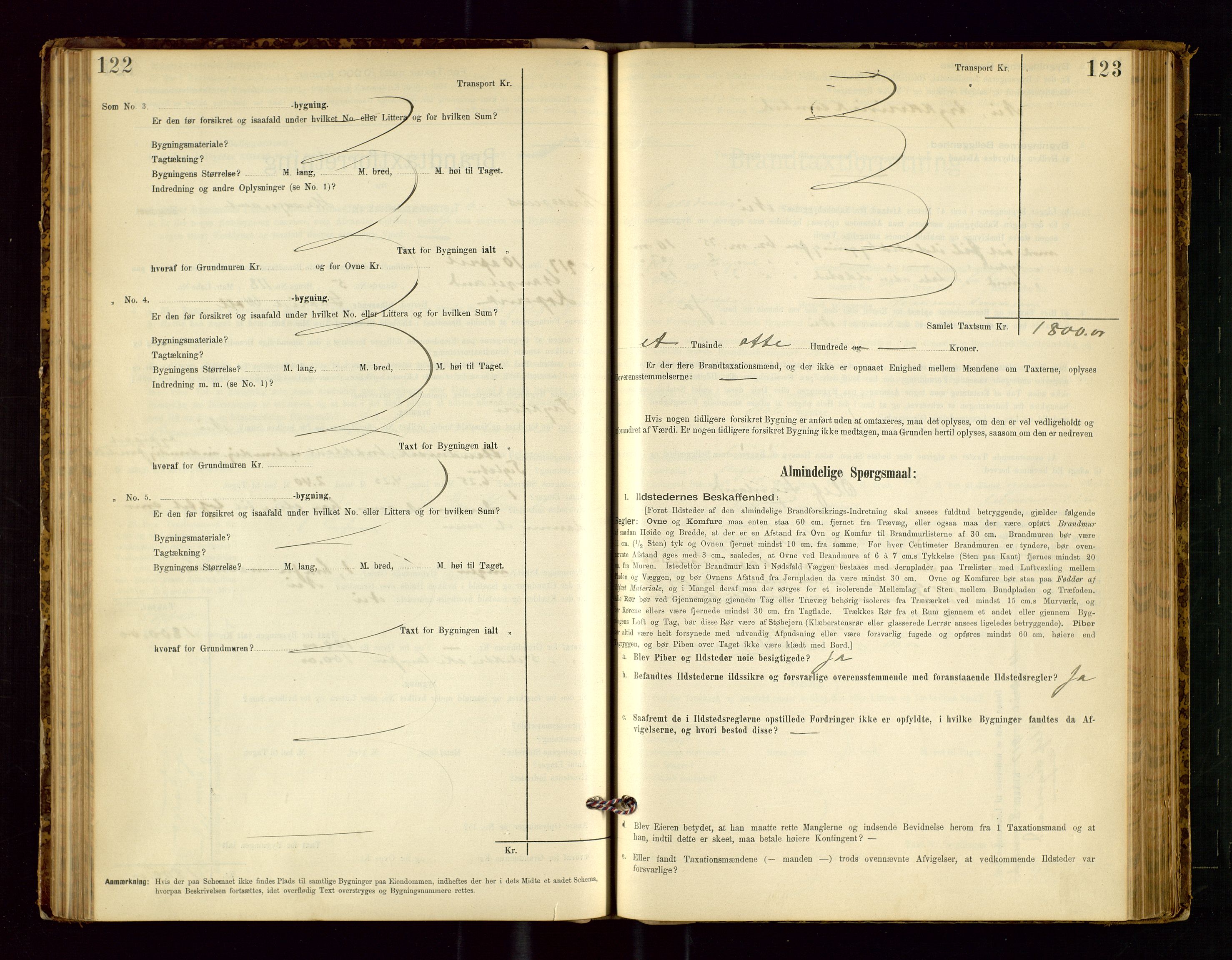 Avaldsnes lensmannskontor, SAST/A-100286/Gob/L0001: "Brandtaxationsprotokol for Avaldsnes Lensmandsdistrikt Ryfylke Fogderi", 1894-1925, p. 122-123