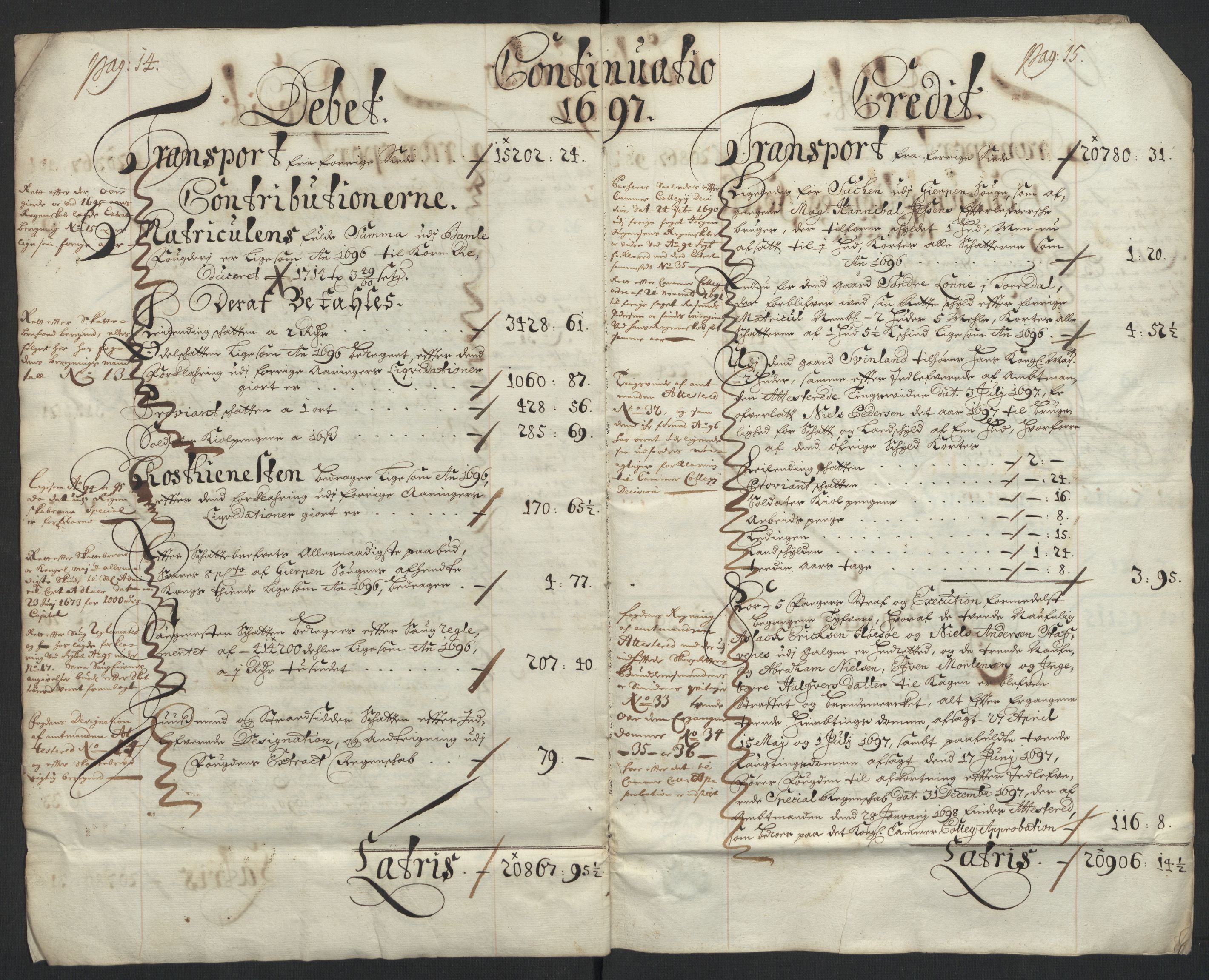 Rentekammeret inntil 1814, Reviderte regnskaper, Fogderegnskap, AV/RA-EA-4092/R36/L2096: Fogderegnskap Øvre og Nedre Telemark og Bamble, 1697, p. 11