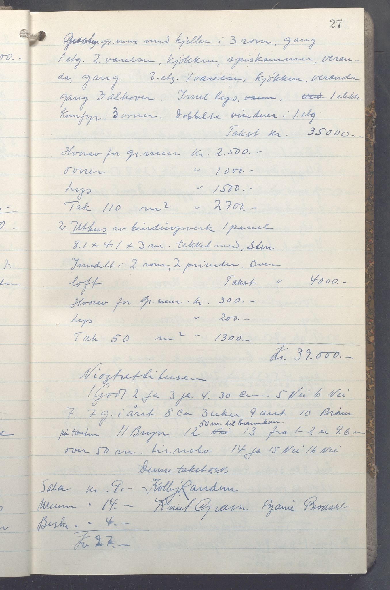 Lensmennene i Aker, OBA/A-10133/F/Fc/L0035: Branntakstprotokoll, 1943-1946, p. 27