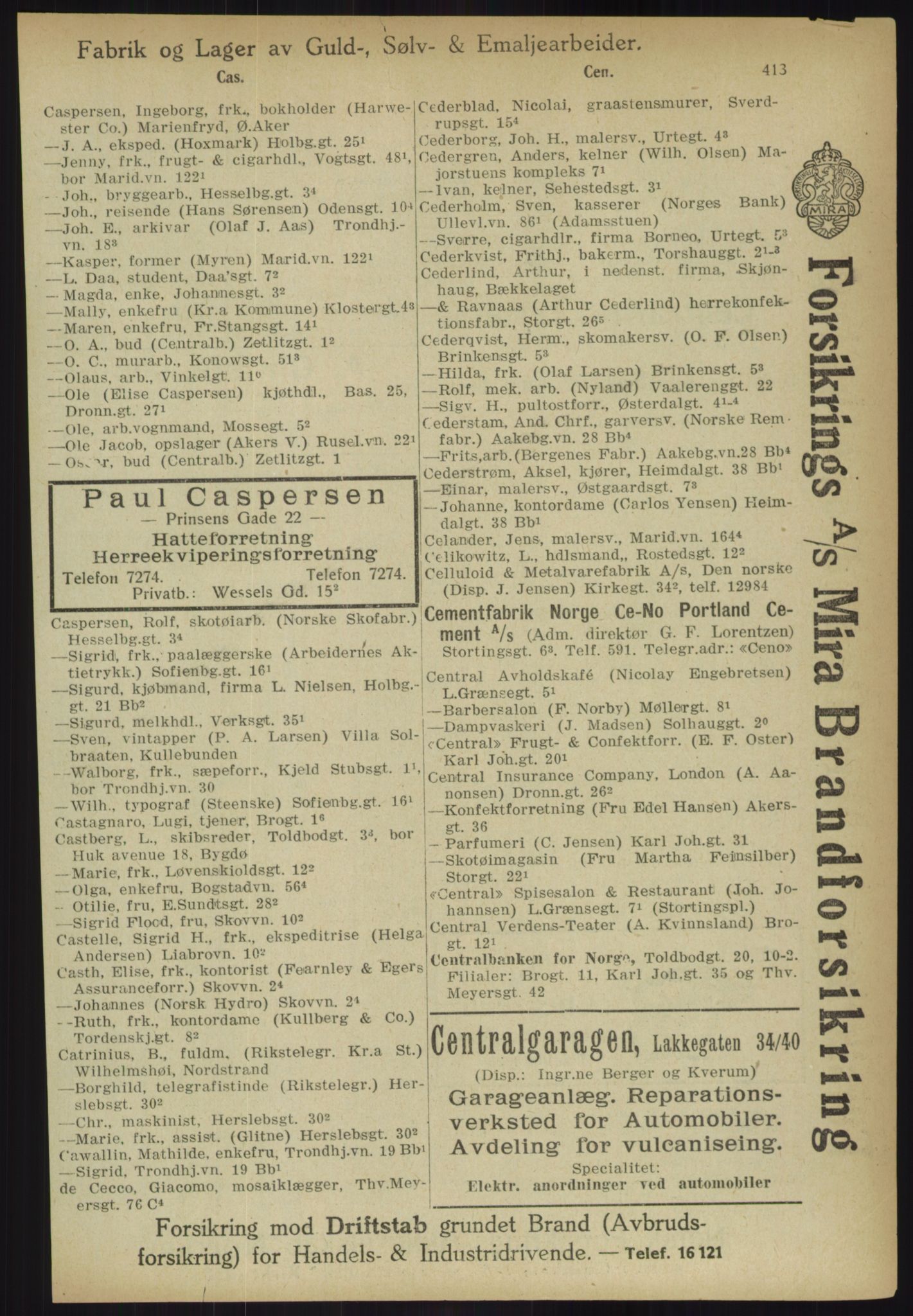 Kristiania/Oslo adressebok, PUBL/-, 1918, p. 438