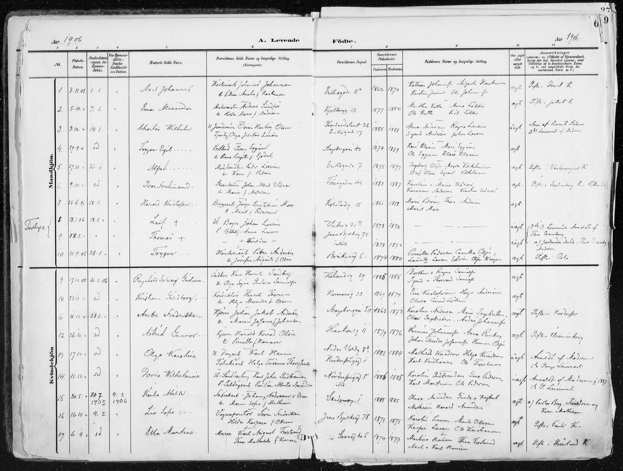 Kampen prestekontor Kirkebøker, SAO/A-10853/F/Fa/L0010: Parish register (official) no. I 10, 1905-1917, p. 6