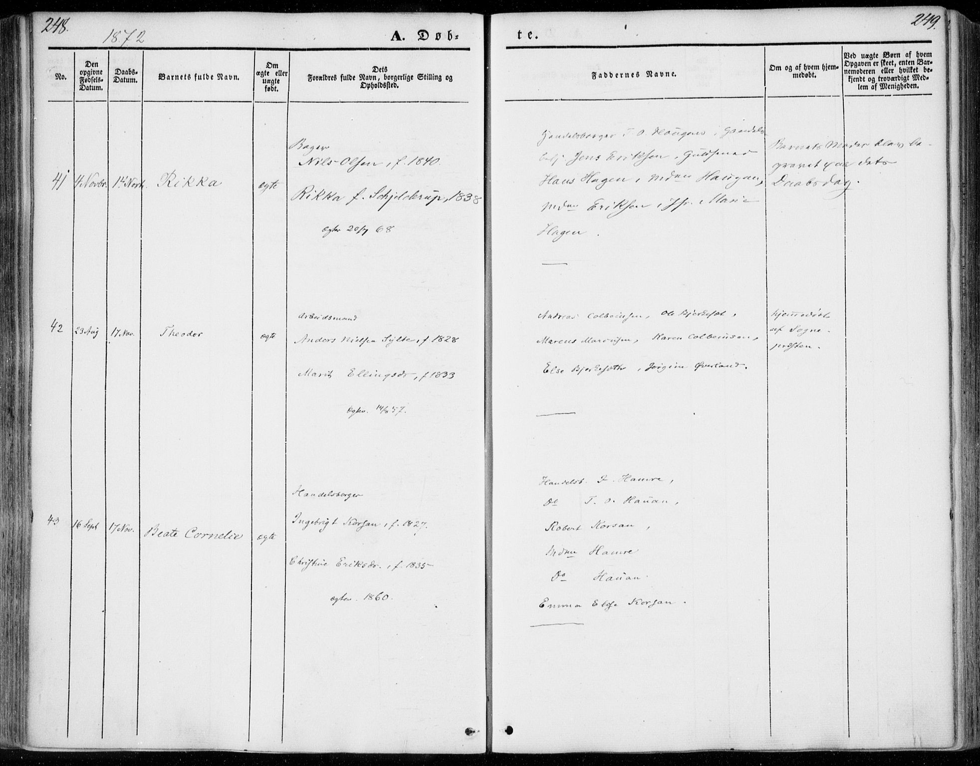 Ministerialprotokoller, klokkerbøker og fødselsregistre - Møre og Romsdal, AV/SAT-A-1454/558/L0689: Parish register (official) no. 558A03, 1843-1872, p. 248-249