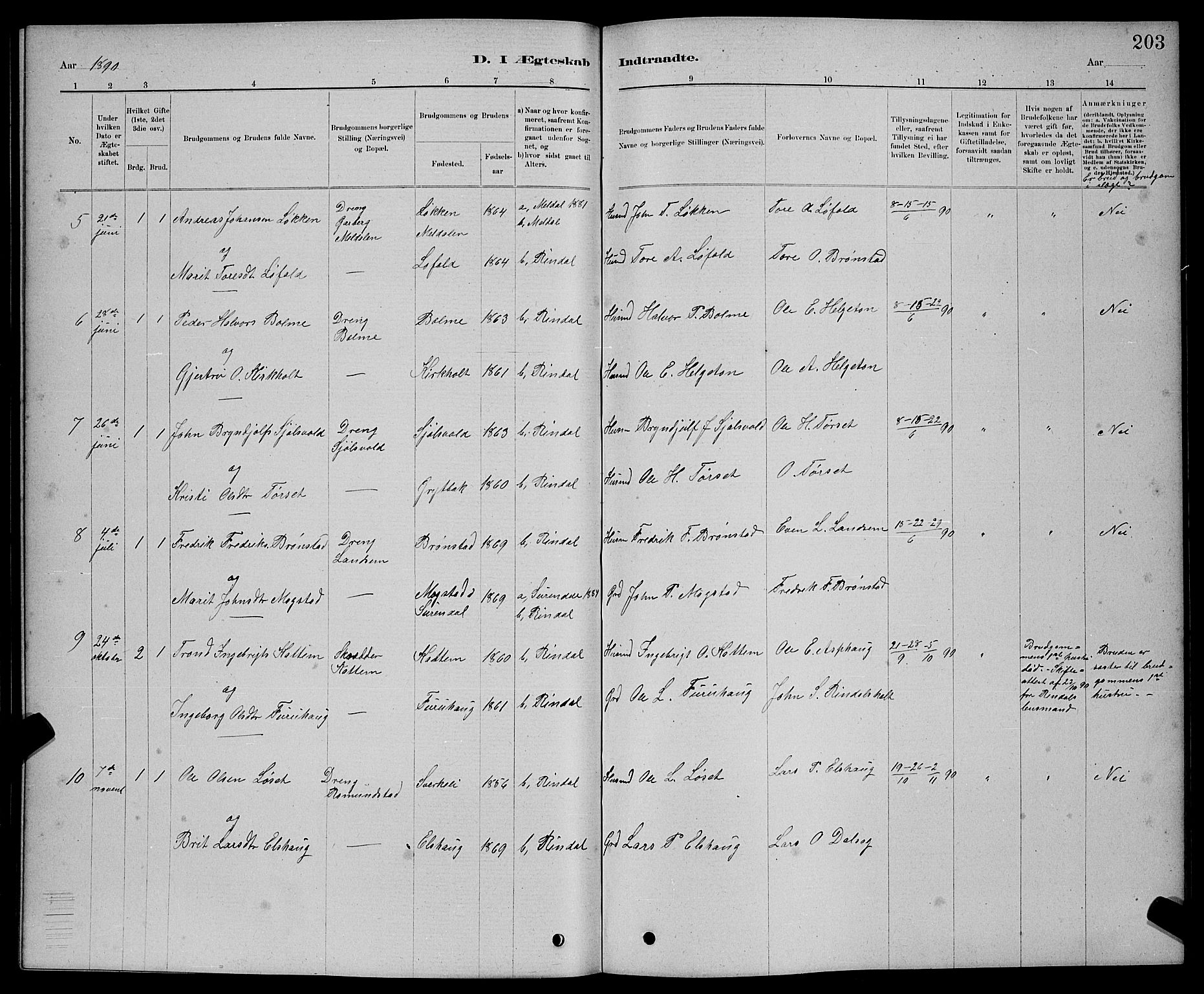 Ministerialprotokoller, klokkerbøker og fødselsregistre - Møre og Romsdal, AV/SAT-A-1454/598/L1077: Parish register (copy) no. 598C02, 1879-1891, p. 203