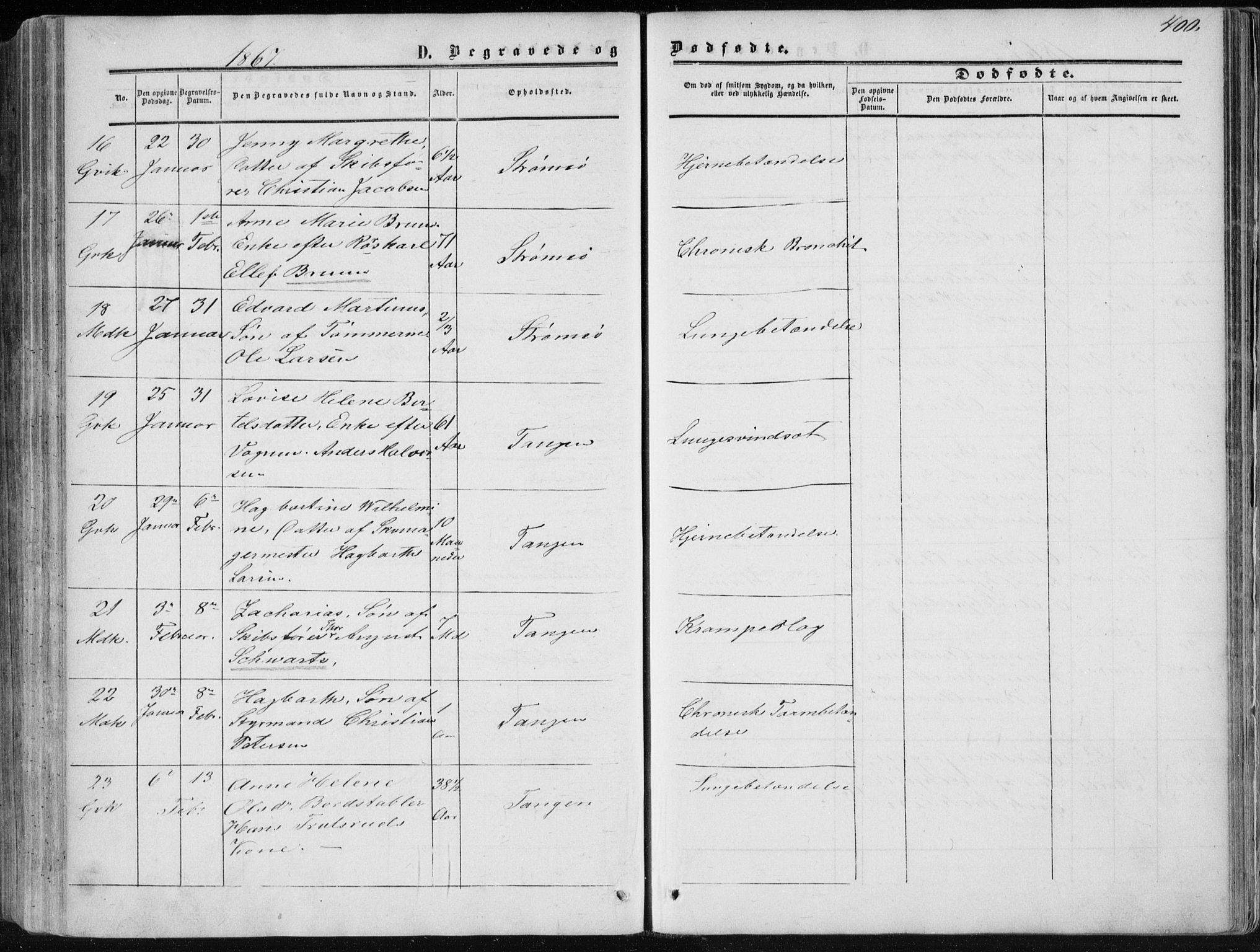 Strømsø kirkebøker, AV/SAKO-A-246/F/Fa/L0015: Parish register (official) no. I 15, 1859-1868, p. 400