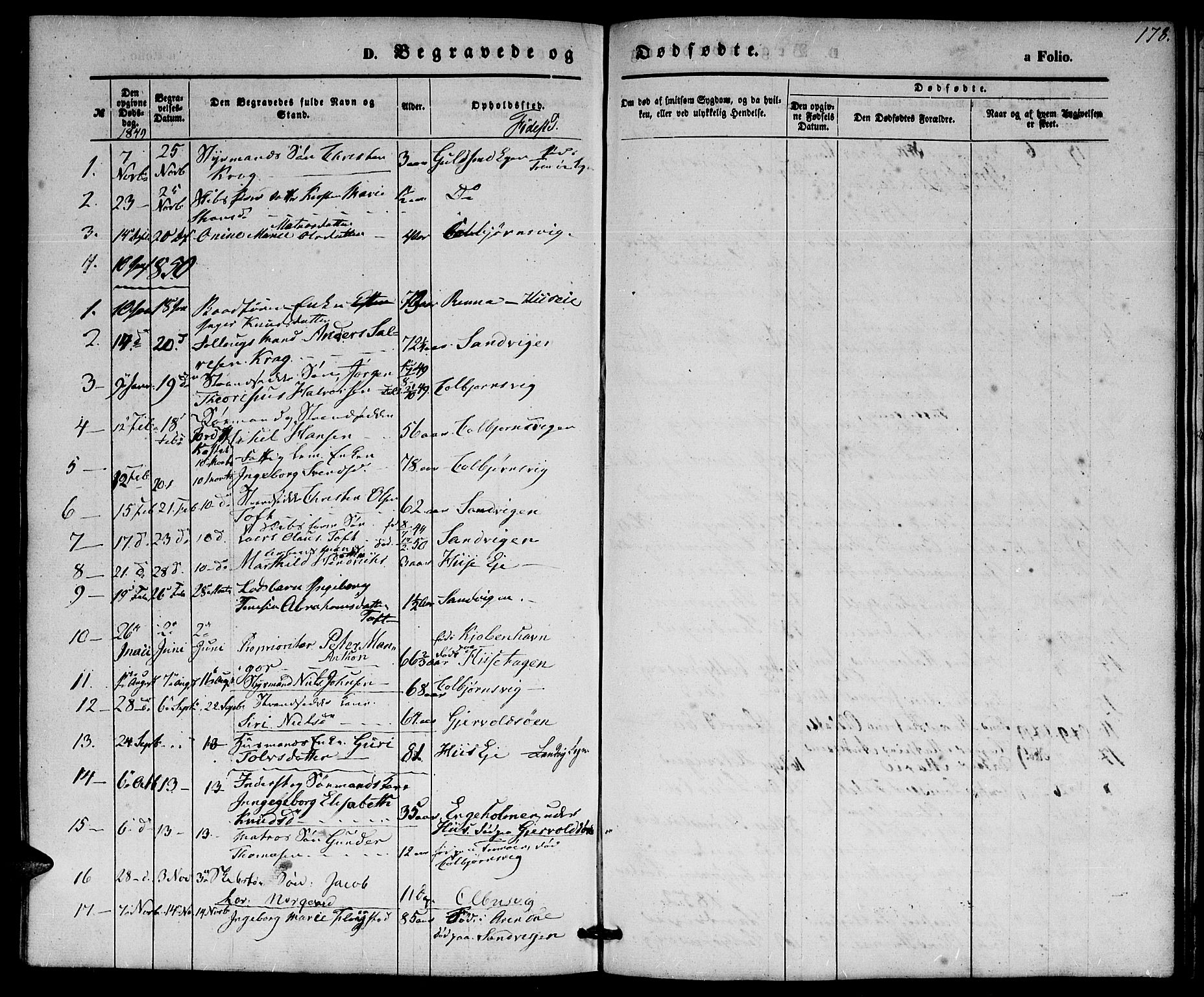 Hisøy sokneprestkontor, SAK/1111-0020/F/Fb/L0001: Parish register (copy) no. B 1, 1849-1872, p. 178