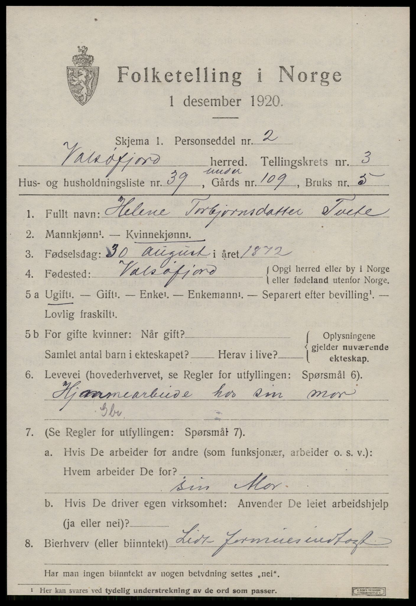 SAT, 1920 census for Valsøyfjord, 1920, p. 1513