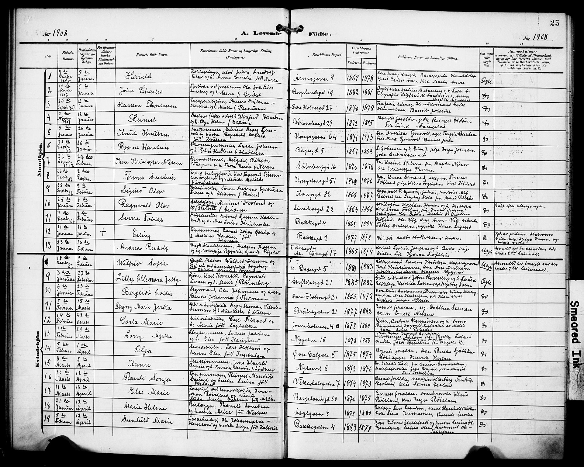 St. Petri sokneprestkontor, SAST/A-101813/001/30/30BB/L0010: Parish register (copy) no. B 10, 1905-1917, p. 25
