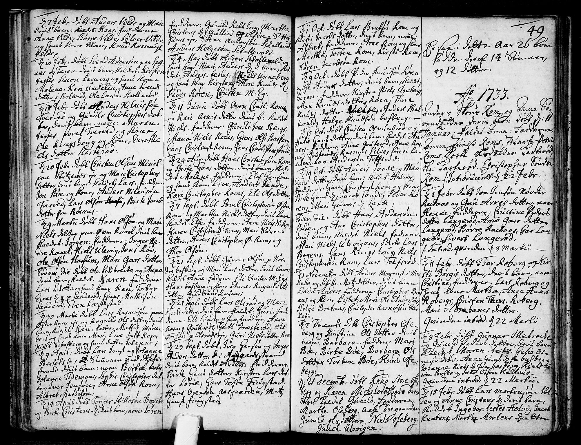 Sem kirkebøker, SAKO/A-5/F/Fb/L0001: Parish register (official) no. II 1, 1702-1764, p. 49