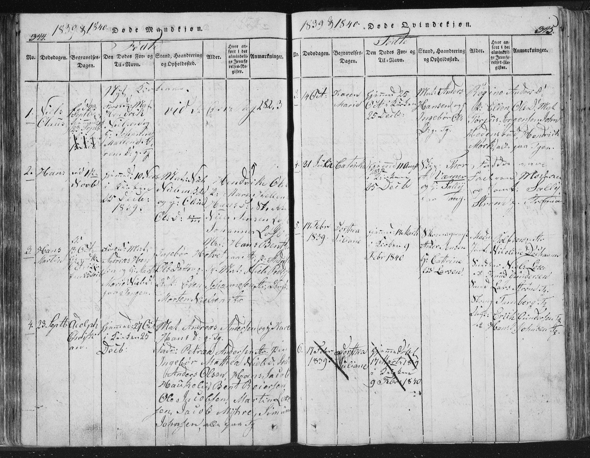 Strømsø kirkebøker, AV/SAKO-A-246/F/Fb/L0004: Parish register (official) no. II 4, 1814-1843, p. 344-345