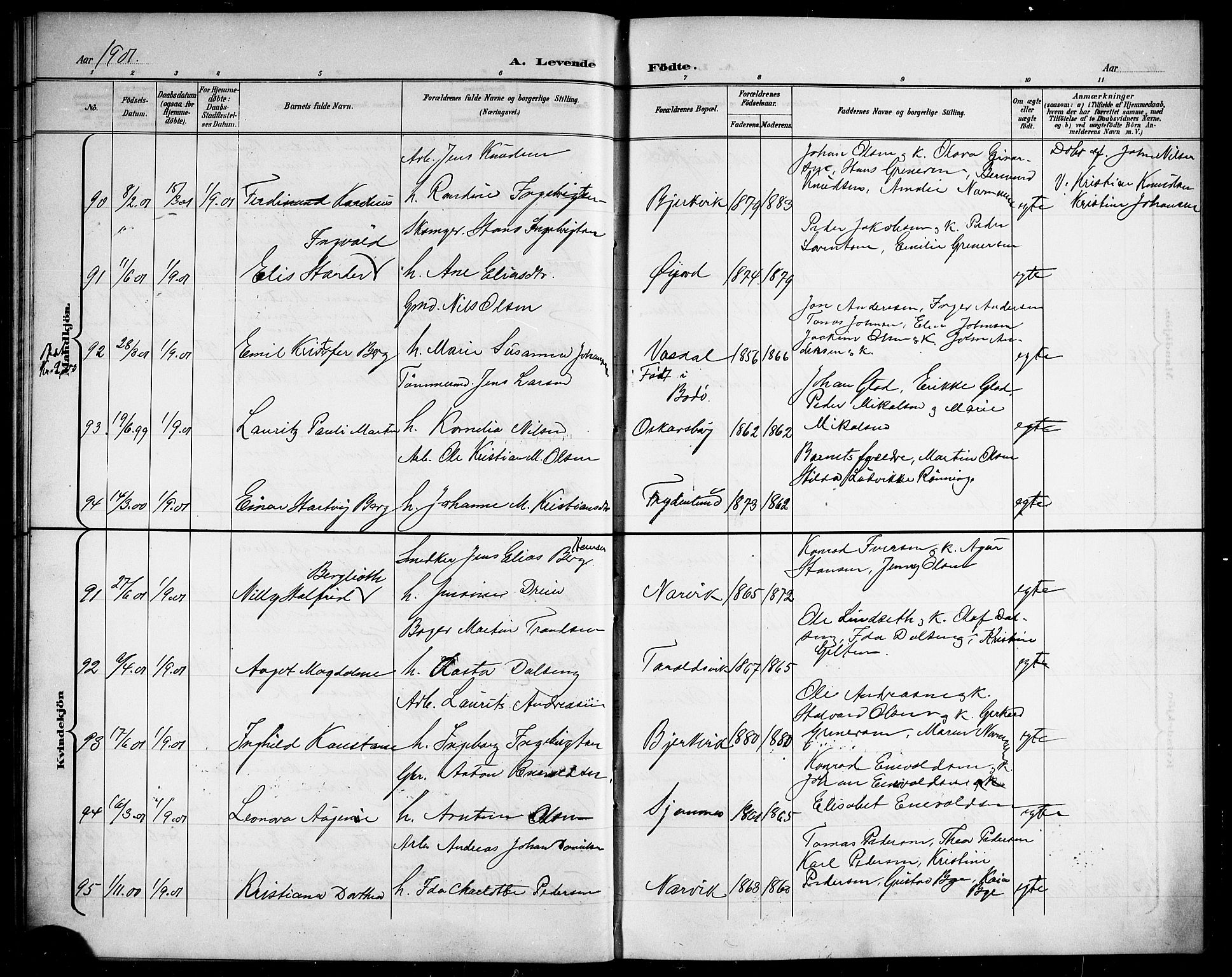 Ministerialprotokoller, klokkerbøker og fødselsregistre - Nordland, AV/SAT-A-1459/866/L0953: Parish register (copy) no. 866C02, 1900-1905