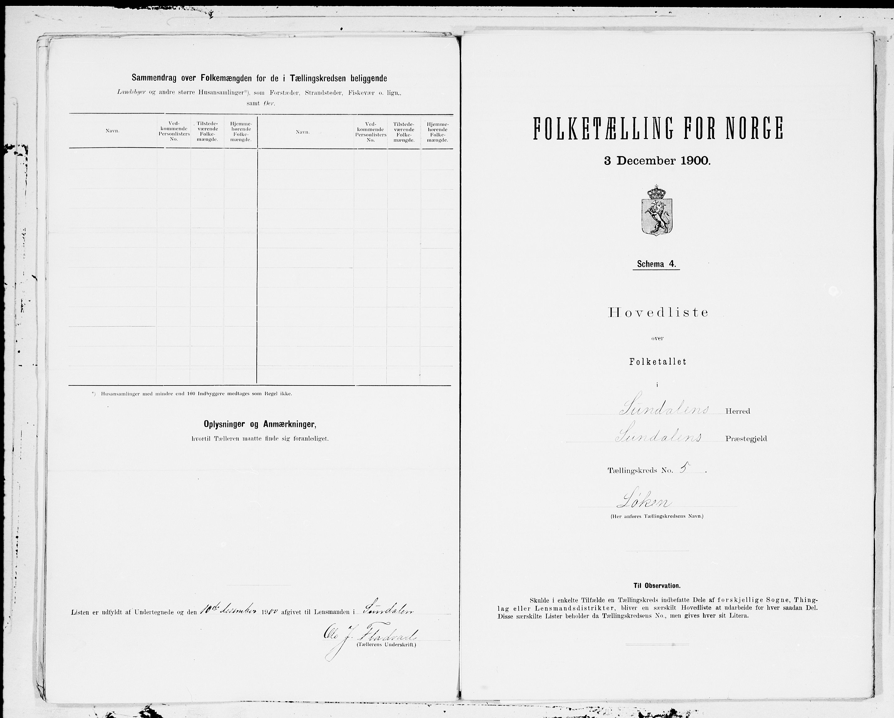 SAT, 1900 census for Sunndal, 1900, p. 10