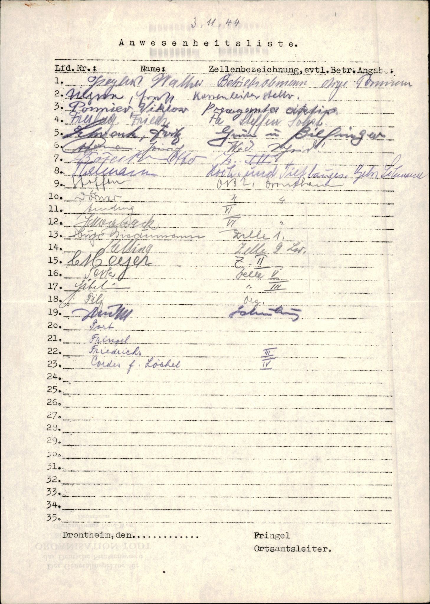 Forsvarets Overkommando. 2 kontor. Arkiv 11.4. Spredte tyske arkivsaker, AV/RA-RAFA-7031/D/Dar/Darb/L0015: Reichskommissariat - NSDAP in Norwegen, 1938-1945, p. 607