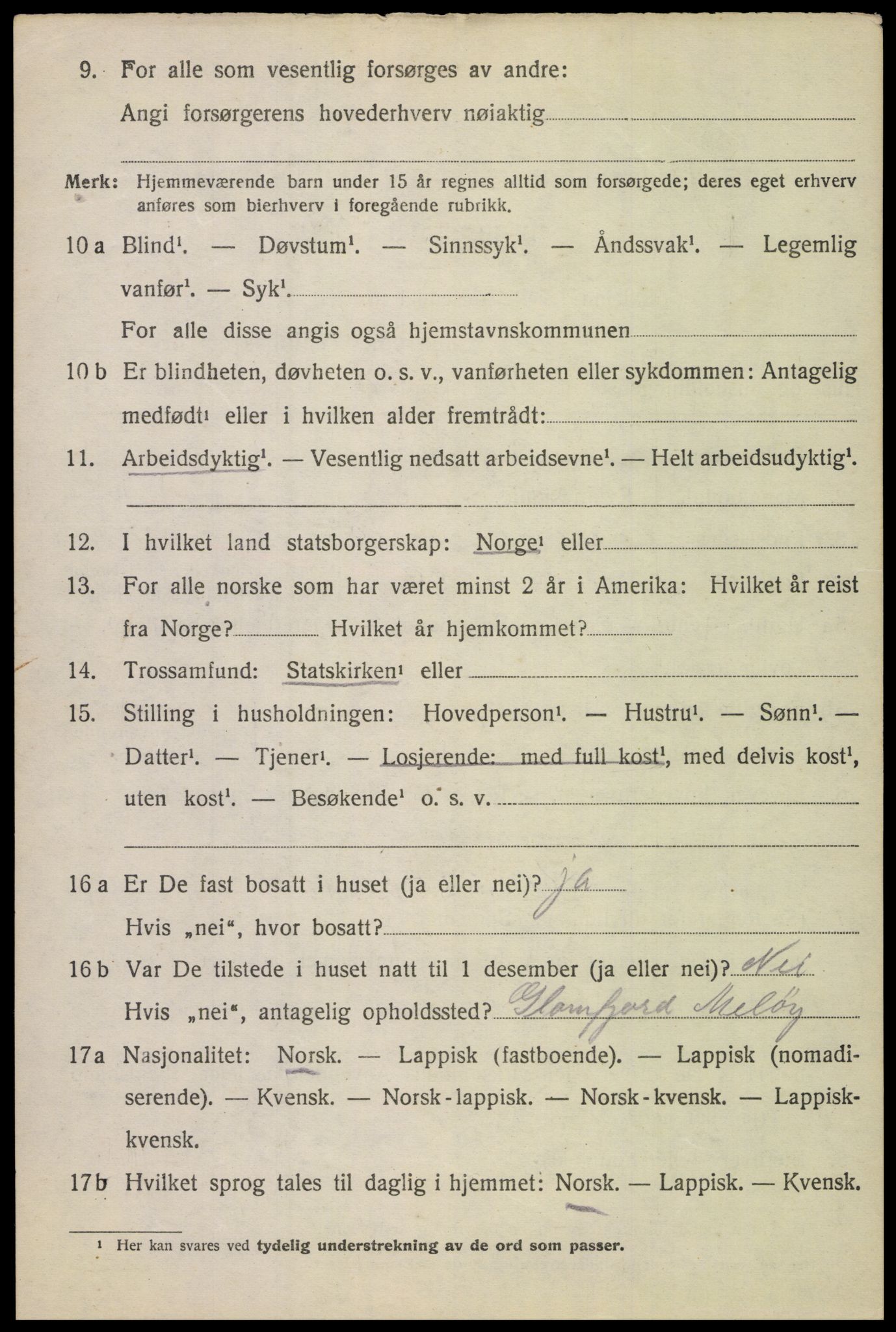 SAT, 1920 census for Skjerstad, 1920, p. 3036