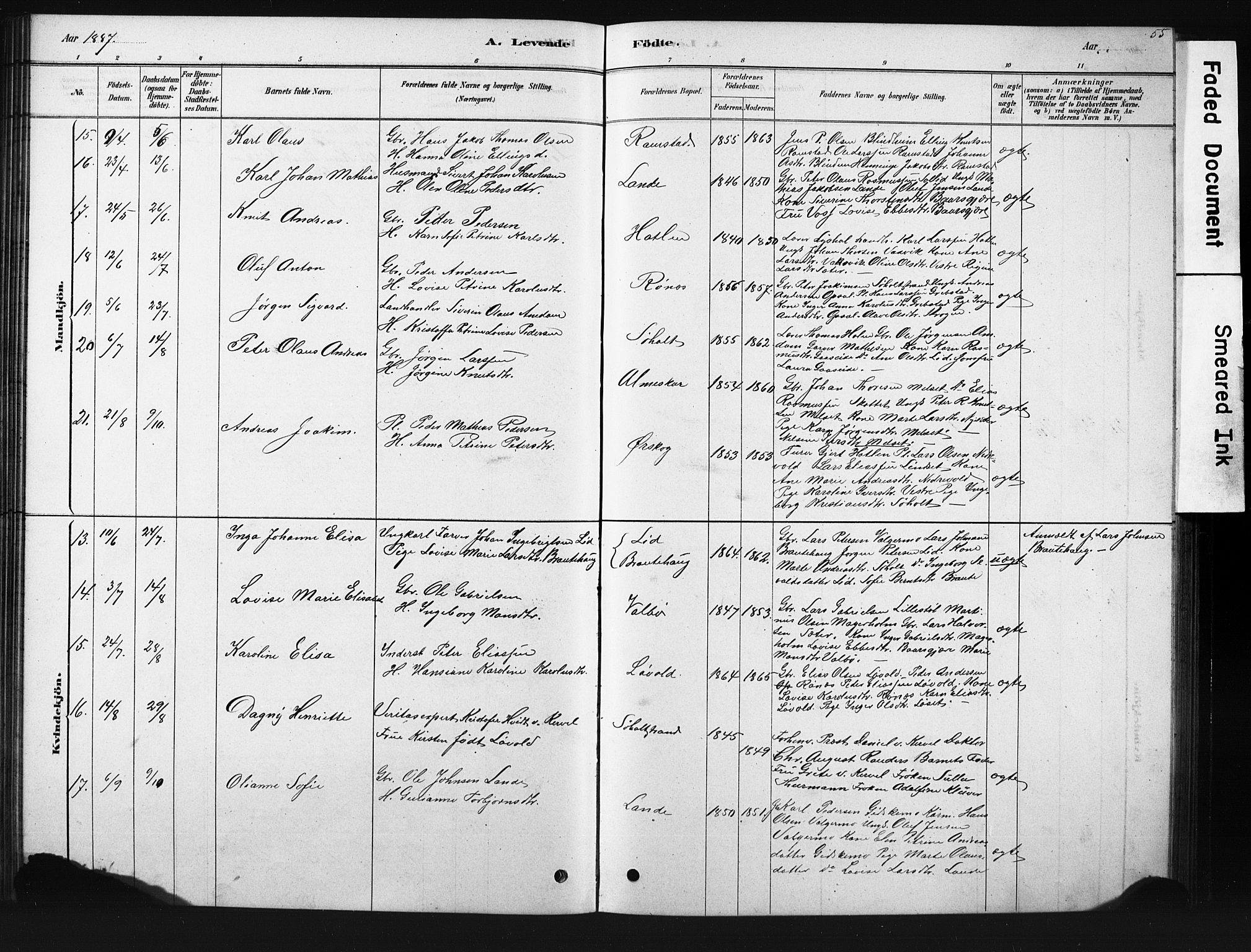 Ministerialprotokoller, klokkerbøker og fødselsregistre - Møre og Romsdal, AV/SAT-A-1454/522/L0326: Parish register (copy) no. 522C05, 1878-1890, p. 55