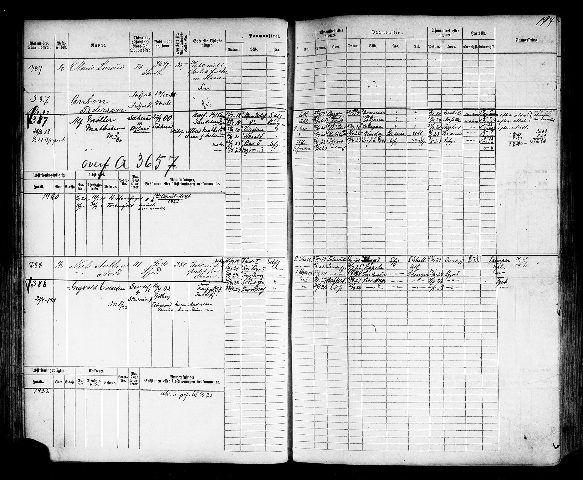 Sandefjord innrulleringskontor, AV/SAKO-A-788/F/Fb/L0004: Hovedrulle, 1869-1871, p. 201