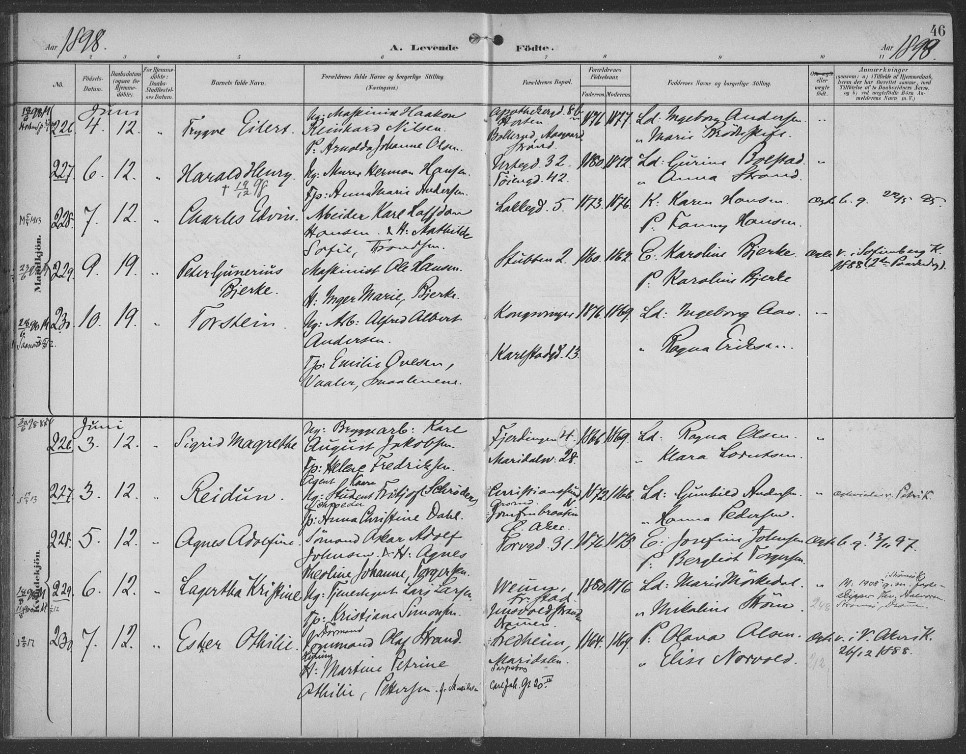 Rikshospitalet prestekontor Kirkebøker, SAO/A-10309b/F/L0011: Parish register (official) no. 11, 1898-1900, p. 46