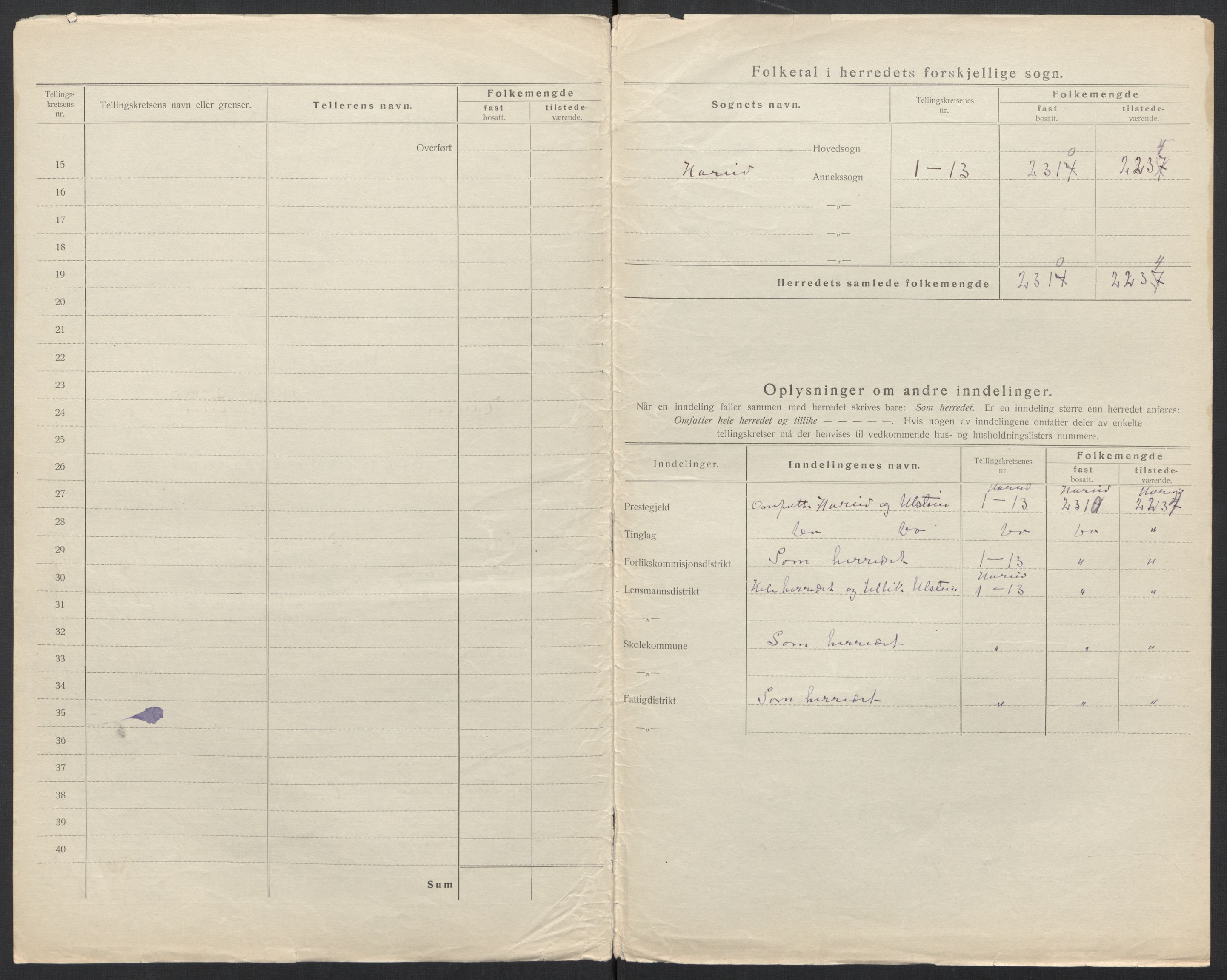 SAT, 1920 census for Hareid, 1920, p. 16