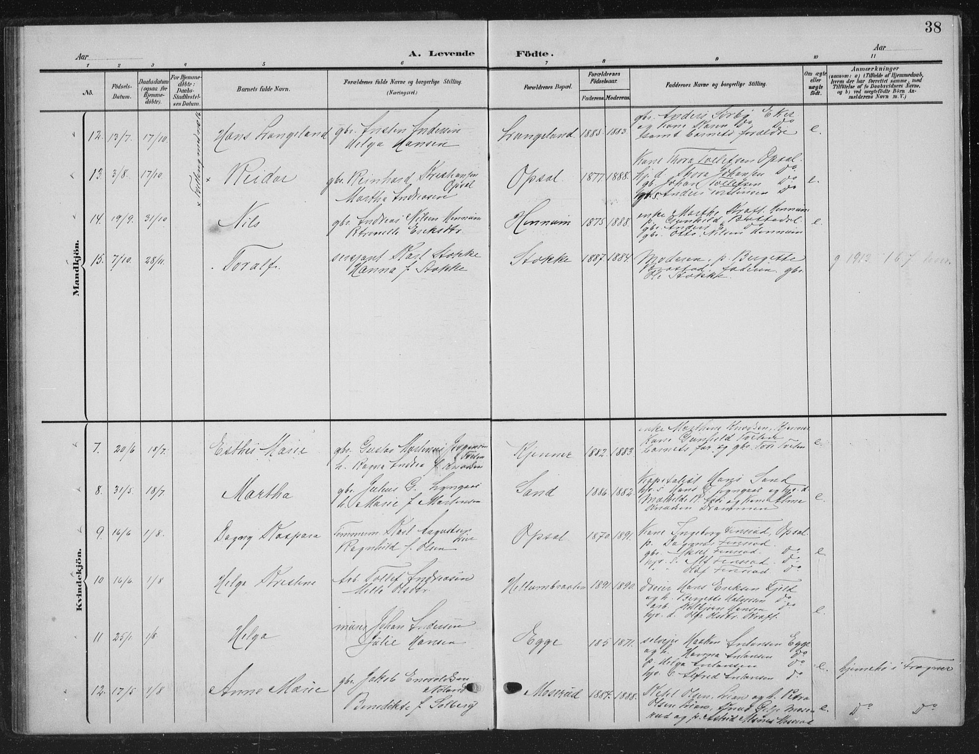 Lier kirkebøker, AV/SAKO-A-230/G/Gc/L0002: Parish register (copy) no. III 2, 1903-1938, p. 38