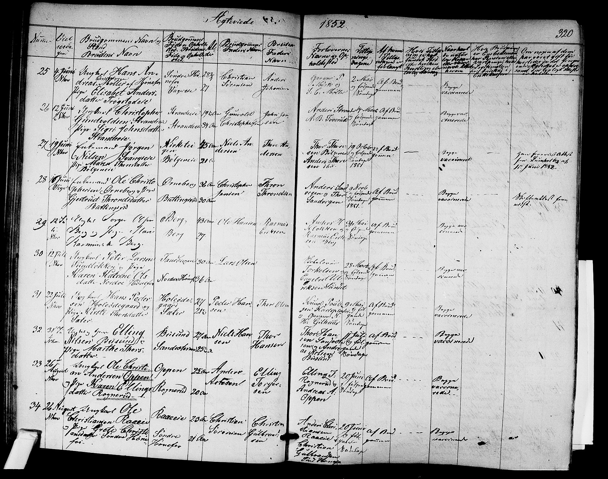 Norderhov kirkebøker, AV/SAKO-A-237/F/Fa/L0011: Parish register (official) no. 11, 1847-1856, p. 320