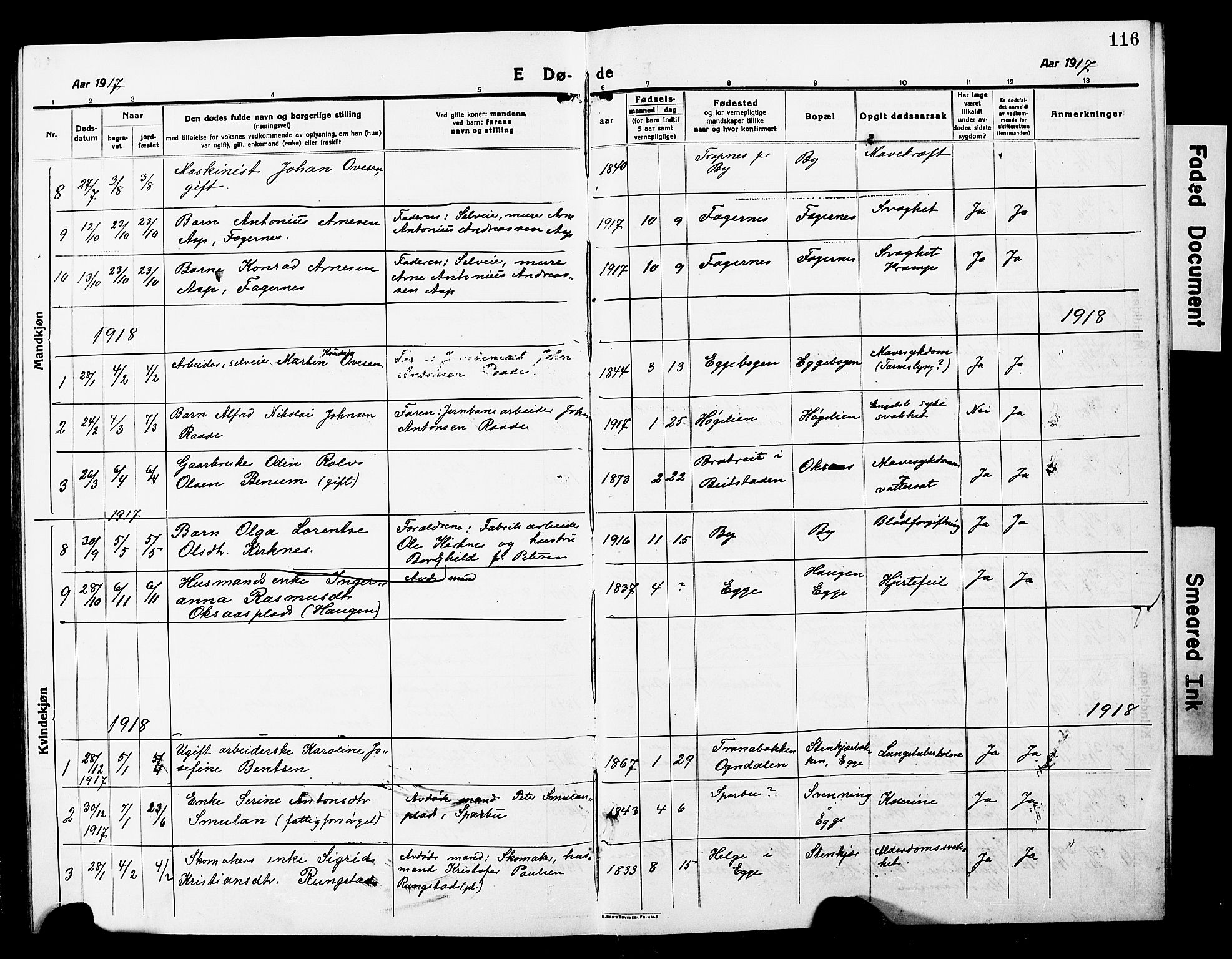 Ministerialprotokoller, klokkerbøker og fødselsregistre - Nord-Trøndelag, AV/SAT-A-1458/740/L0382: Parish register (copy) no. 740C03, 1915-1927, p. 116