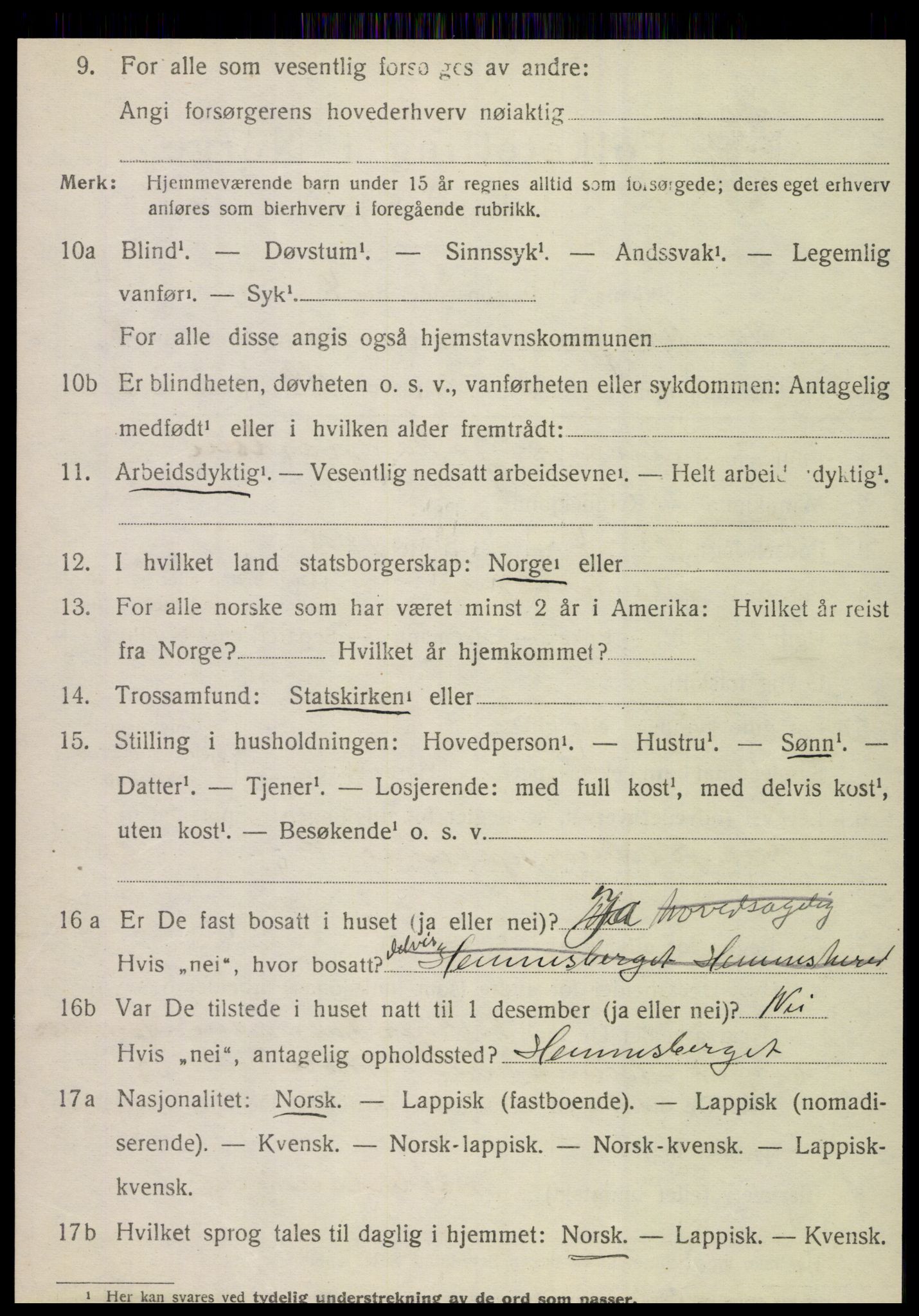 SAT, 1920 census for Korgen, 1920, p. 3049