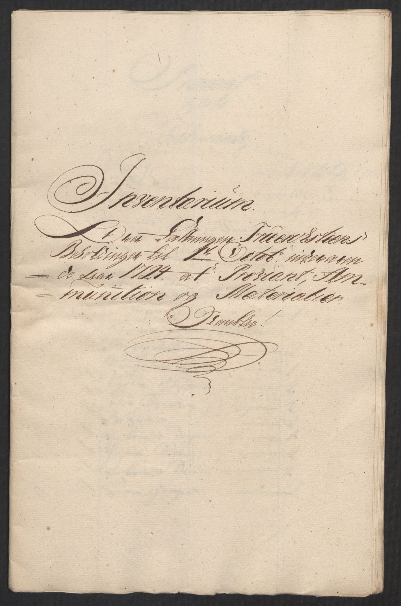 Kommanderende general (KG I) med Det norske krigsdirektorium, RA/EA-5419/D/L0153: Fredriksten festning: Brev, inventarfortegnelser og regnskapsekstrakter, 1724-1729, p. 68