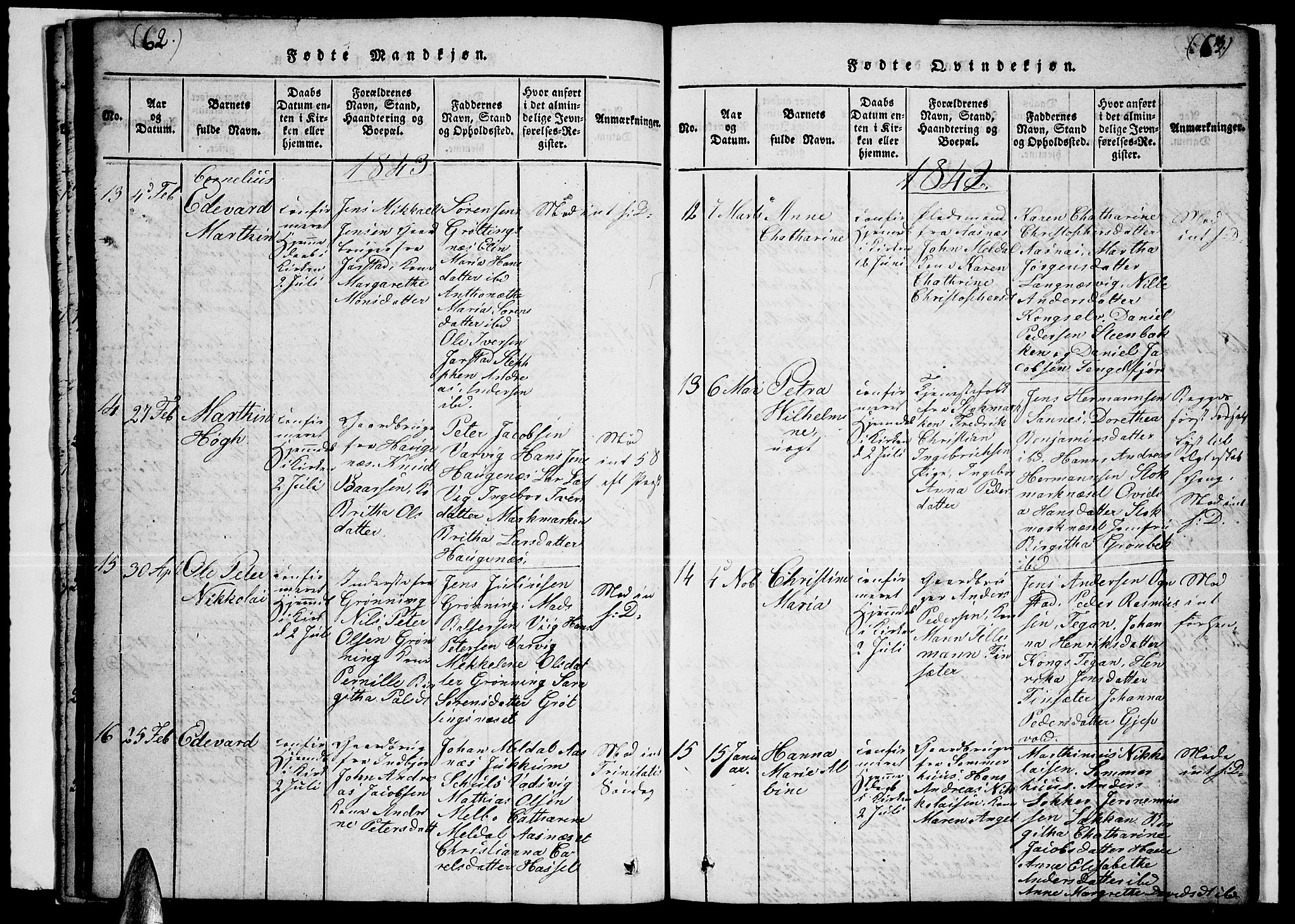 Ministerialprotokoller, klokkerbøker og fødselsregistre - Nordland, AV/SAT-A-1459/888/L1263: Parish register (copy) no. 888C02 /1, 1820-1850, p. 62-63