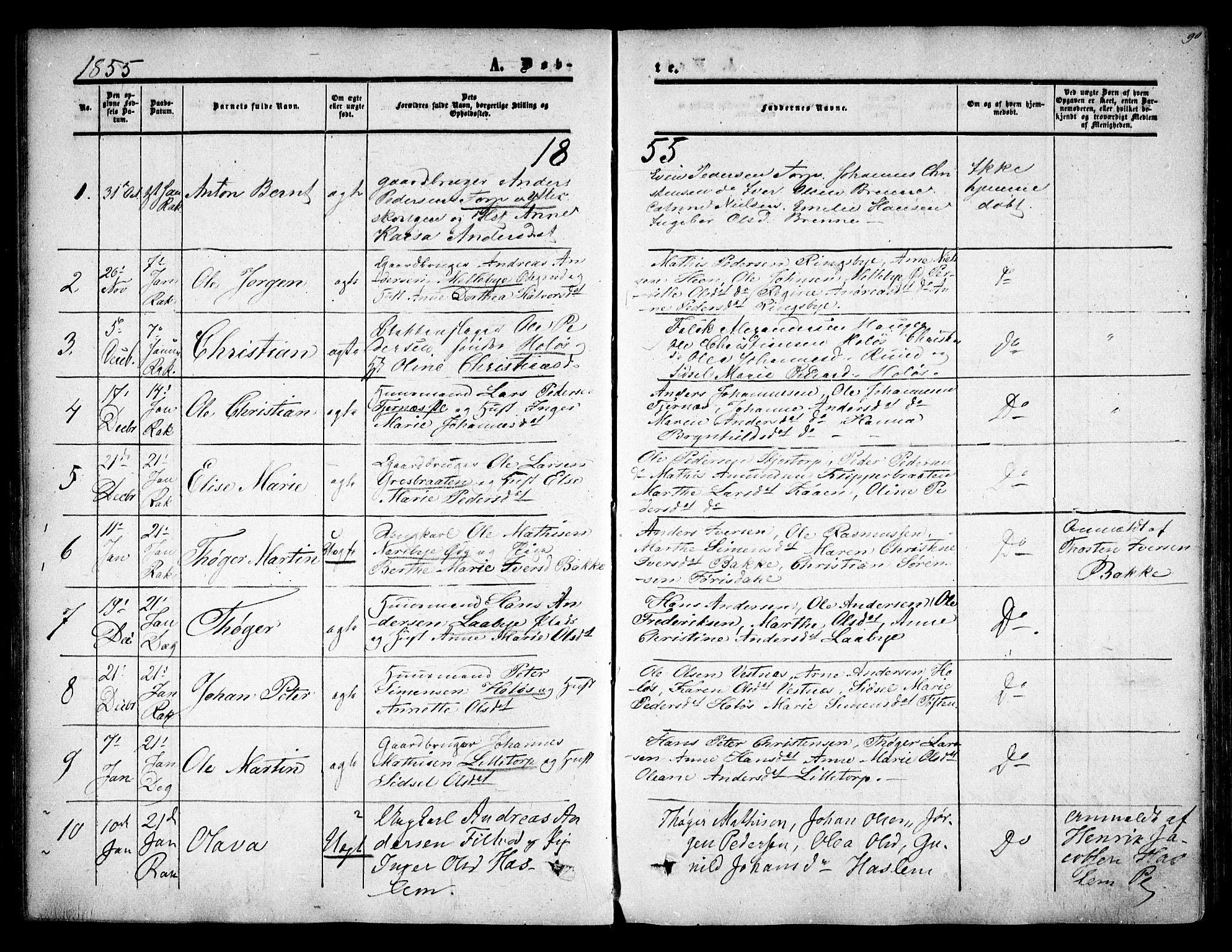 Rakkestad prestekontor Kirkebøker, AV/SAO-A-2008/F/Fa/L0009: Parish register (official) no. I 9, 1850-1856, p. 90