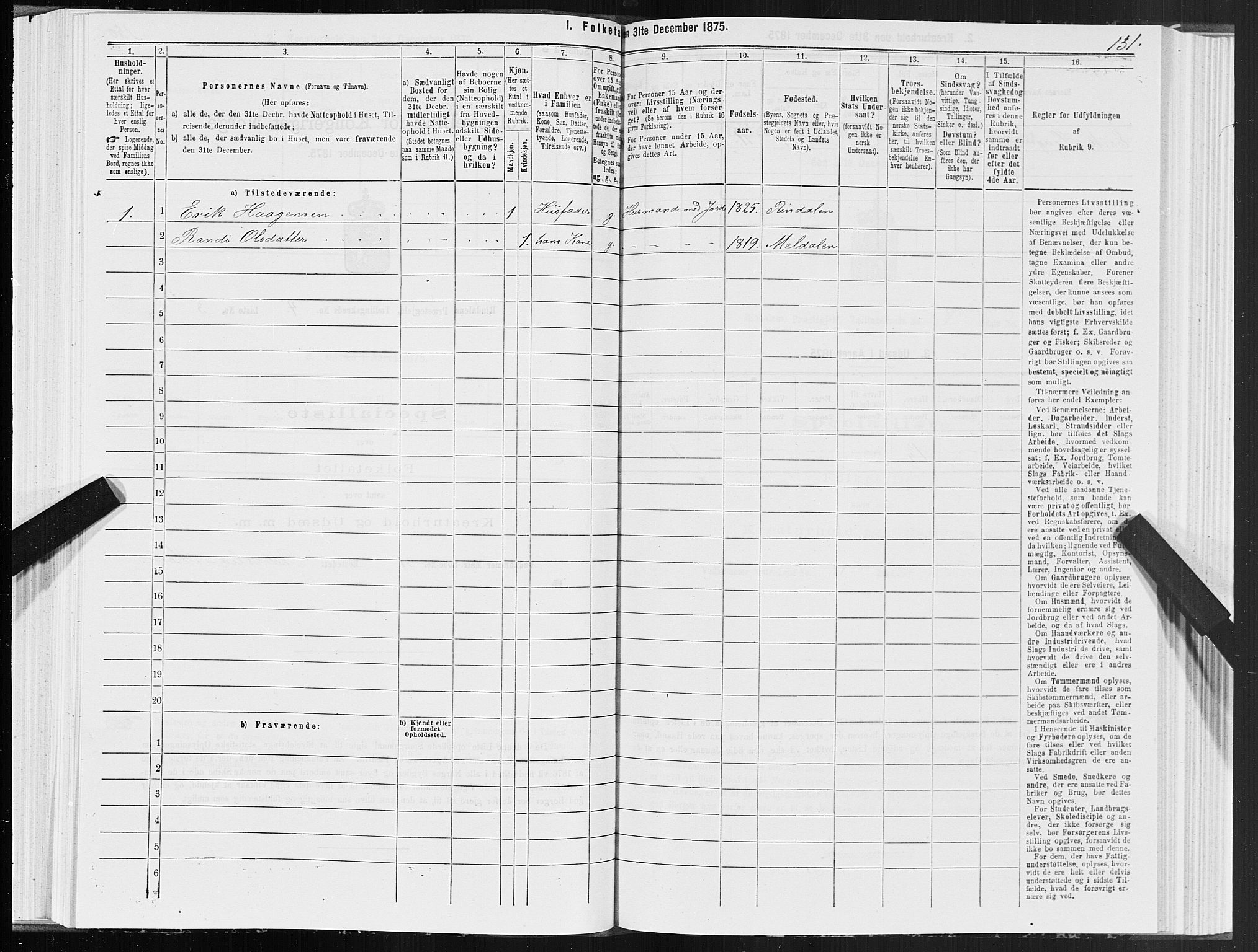 SAT, 1875 census for 1567P Rindal, 1875, p. 2131