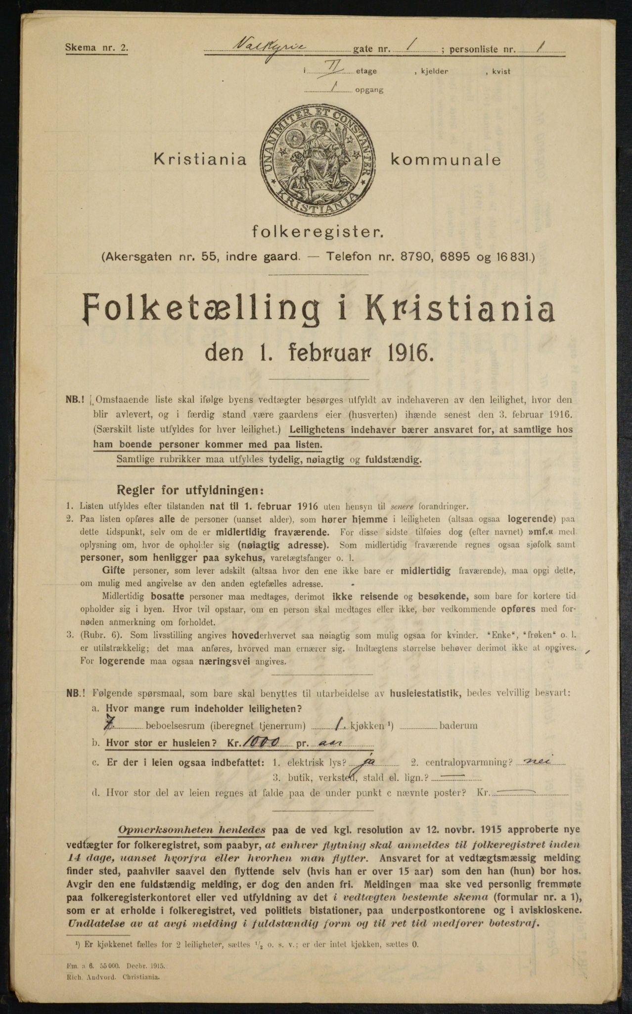 OBA, Municipal Census 1916 for Kristiania, 1916, p. 125382