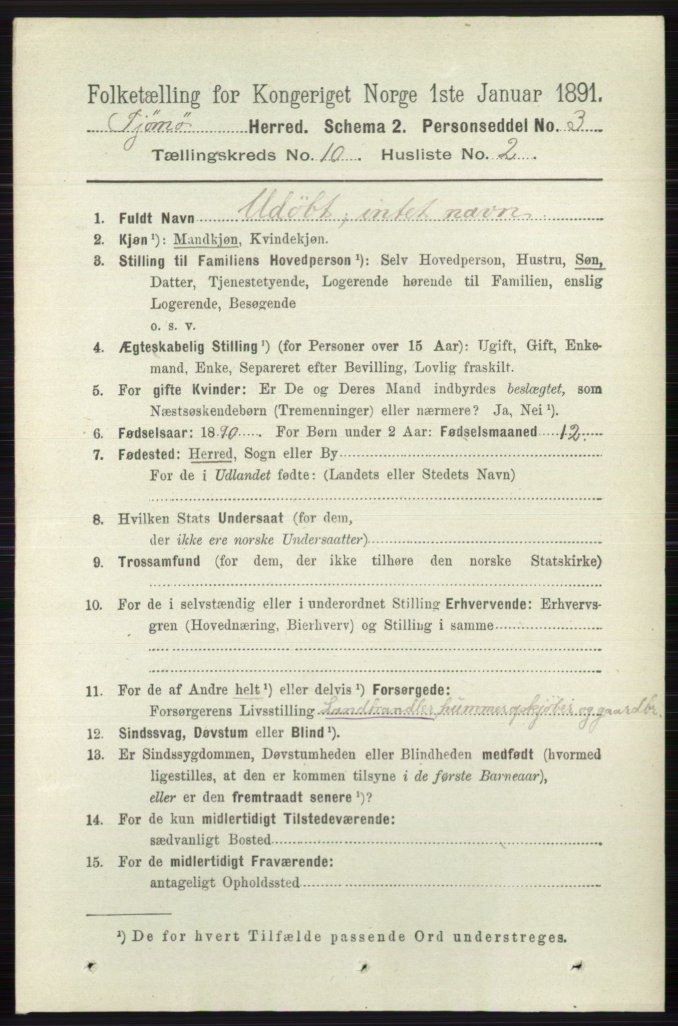 RA, 1891 census for 0723 Tjøme, 1891, p. 3722