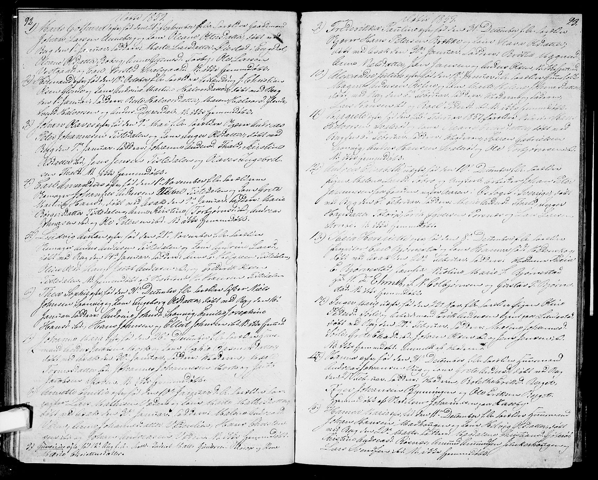Berg prestekontor Kirkebøker, SAO/A-10902/G/Ga/L0003: Parish register (copy) no.  I 3, 1850-1866, p. 92-93