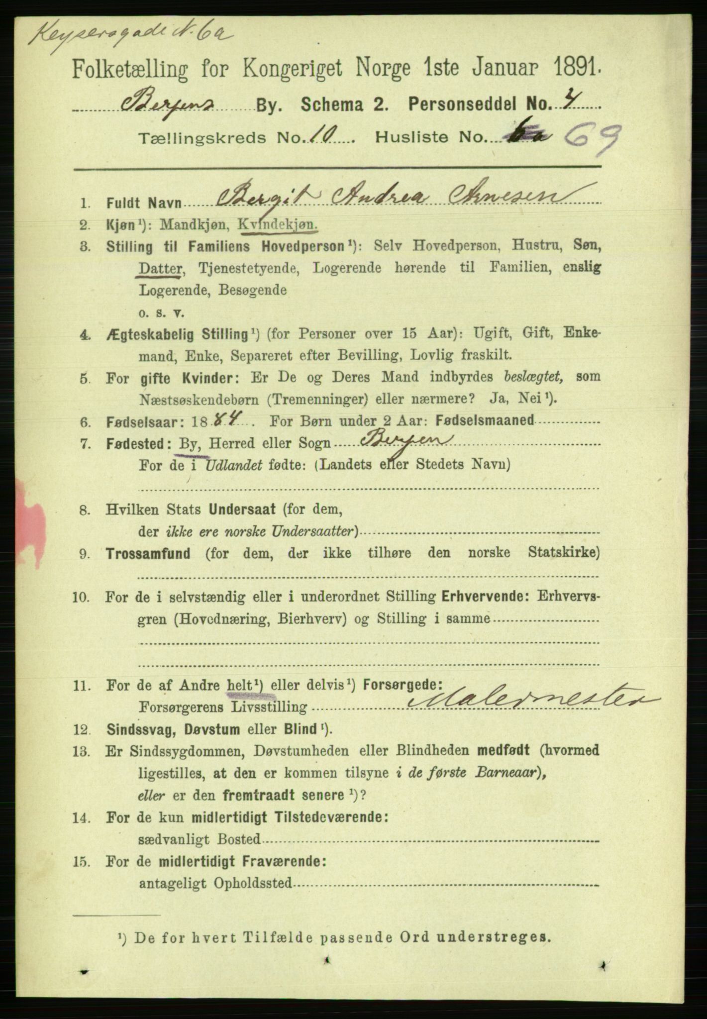 RA, 1891 Census for 1301 Bergen, 1891, p. 19800